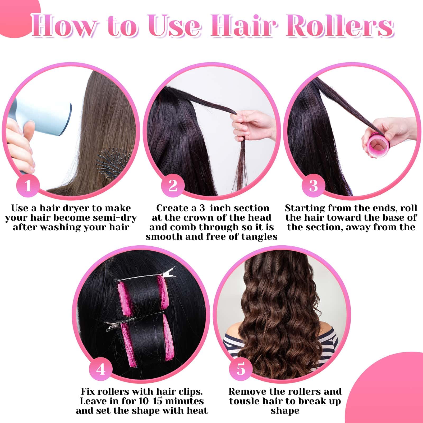 VIEWS Self Grip Hair Rollers Set - 30PCS (18 Rollers + 12 Clips) for Long, Medium & Short Hair - 3 Sizes (Large/Medium/Small) - Heatless Curling for Volume & Waves - Perfect for Home Styling, Salon & Party Looks