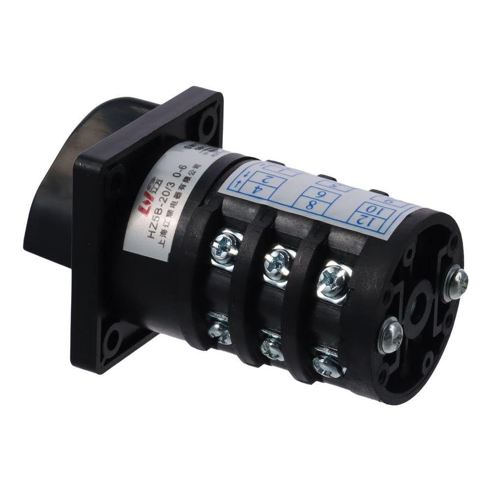20A 500V 4-Way 7-Position Rotary Changeover Selector Switch - Heavy Duty Electrical Selector for Industrial Equipment, Generator Transfer, and Power Distribution Systems