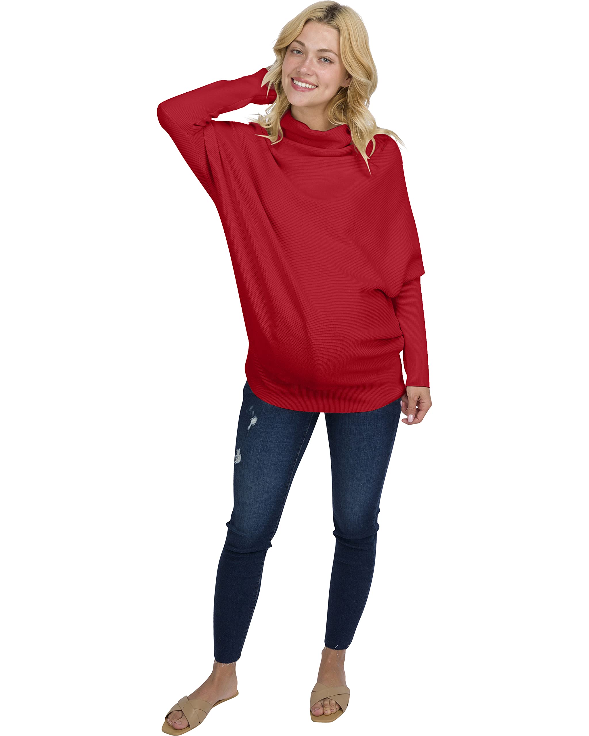Eliana Funnel Neck Dolman Maternity Sweater - Soft Stretch Oversized Pregnancy Top for Comfort & Style - Perfect for Work, Casual Wear & Baby Showers