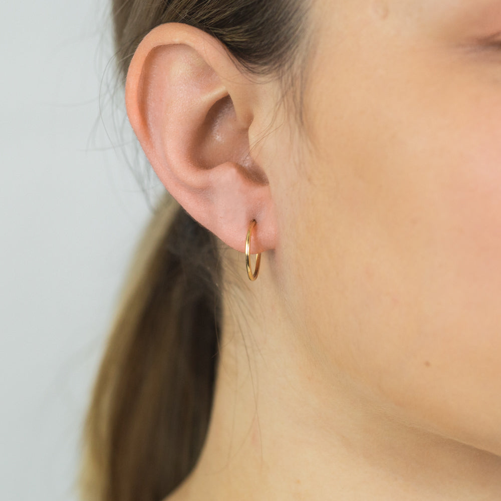 9ct Yellow Gold 1.2x14mm Hinged Hoop Earrings for Women - Classic Hinged Loop Earrings for Everyday Wear, Parties & Gifts