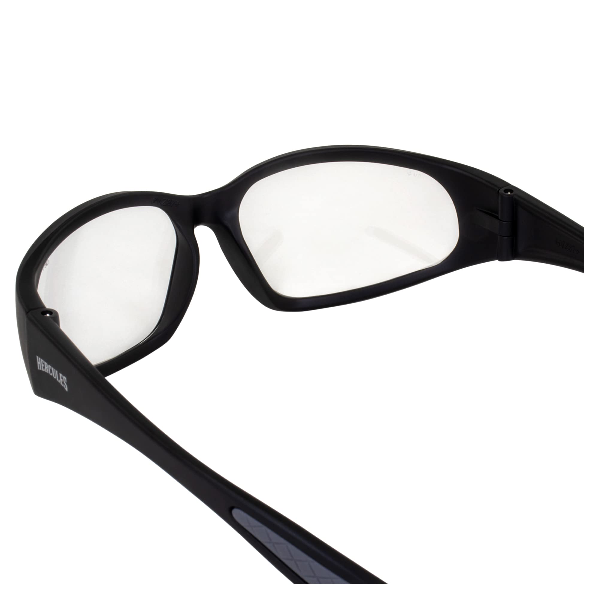 Hercules-1 Jr Wraparound Motorcycle Sunglasses - Z87.1 Safety Rated Riding Glasses for Small Faces (2 Pairs: Black Frame with Clear & Smoke Lenses) - Perfect for Motorcycle Riding, Cycling & Outdoor Sports