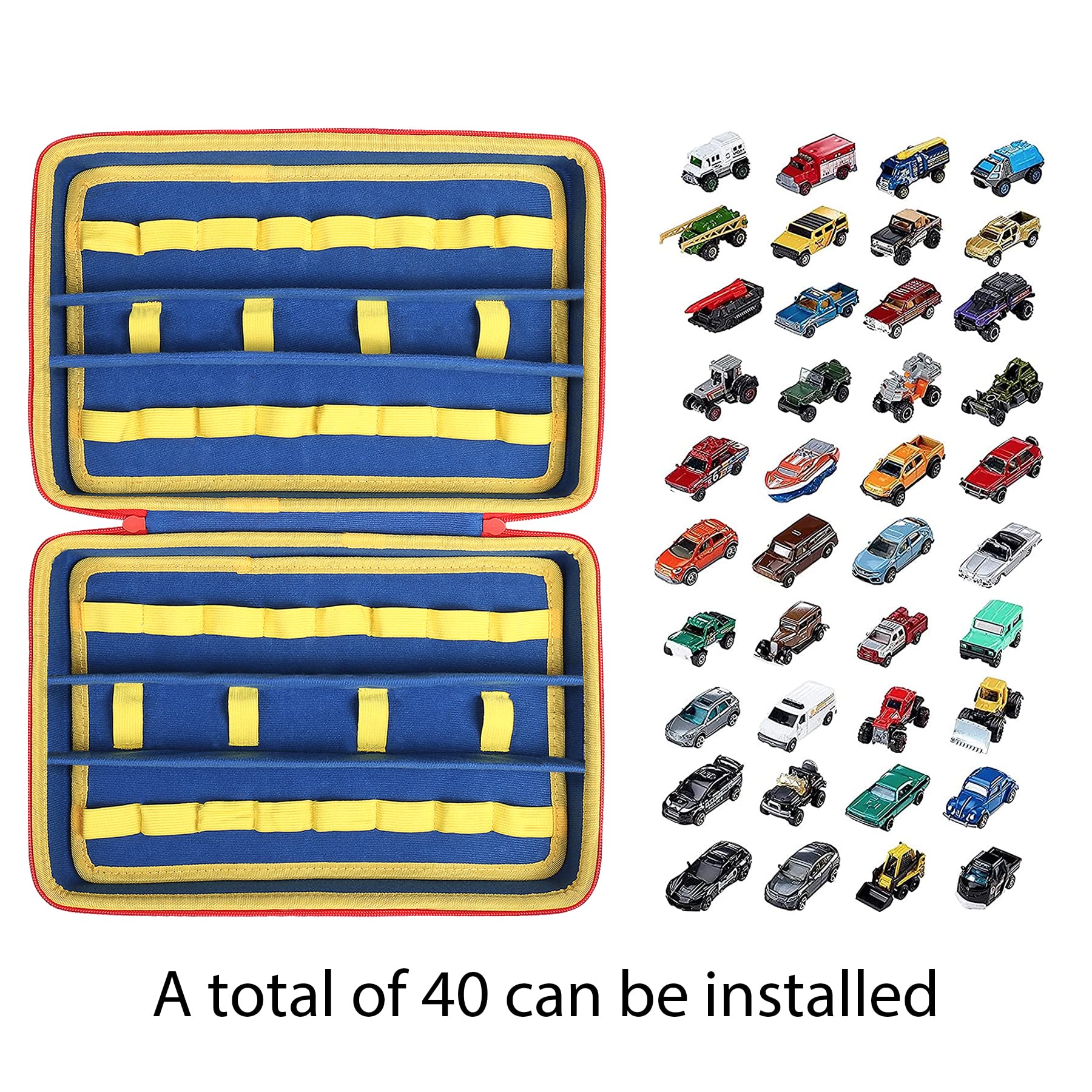 co2CREA Durable Toy Car Storage Case - Holds 40 Hot Wheels & Matchbox Cars | Compact Organizer for Mini Vehicles & Die-Cast Collections | Perfect for Kids' Room Organization & Travel Toy Storage