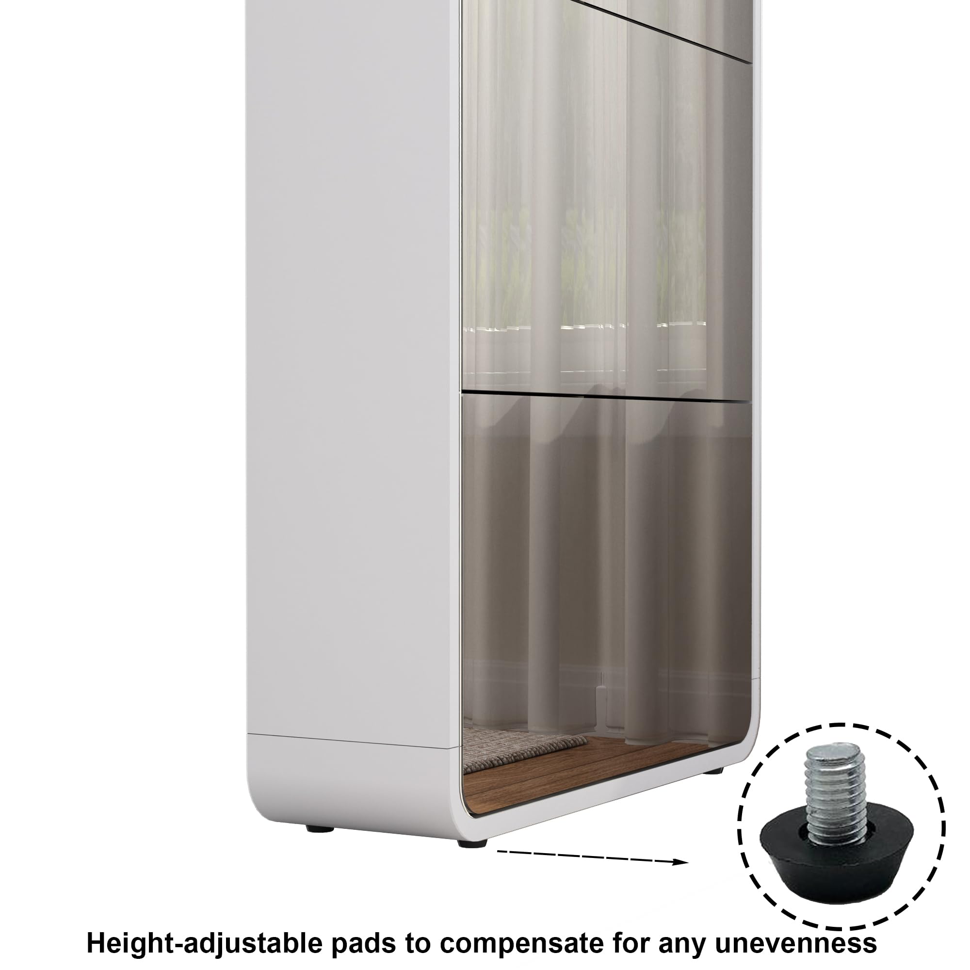 Slim Mirror Shoe Cabinet with Flip Drawers - Freestanding Narrow Shoe Rack Organizer with Full-Length Mirror - White Wooden Entryway Storage for Living Room, Hallway, Closet & Small Apartments - Perfect for Space-Saving Home Organization & Quick Outfit Checks