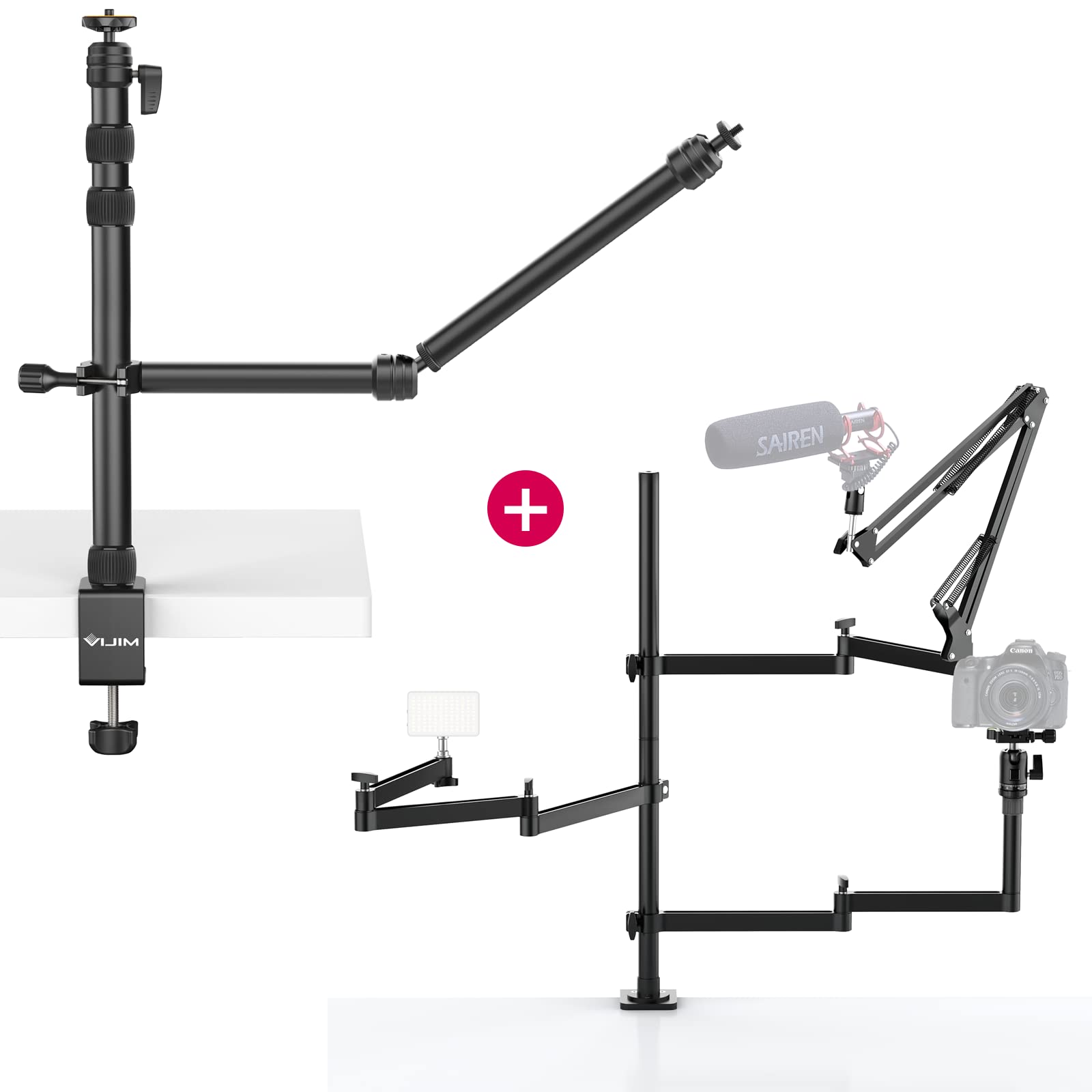 VIJIM LS11 Camera Desk Mount with Auxiliary Holding Arm + ULANZI Flexible Desk Mount Stand - Perfect for Live Streaming, Vlogging & Video Conferencing