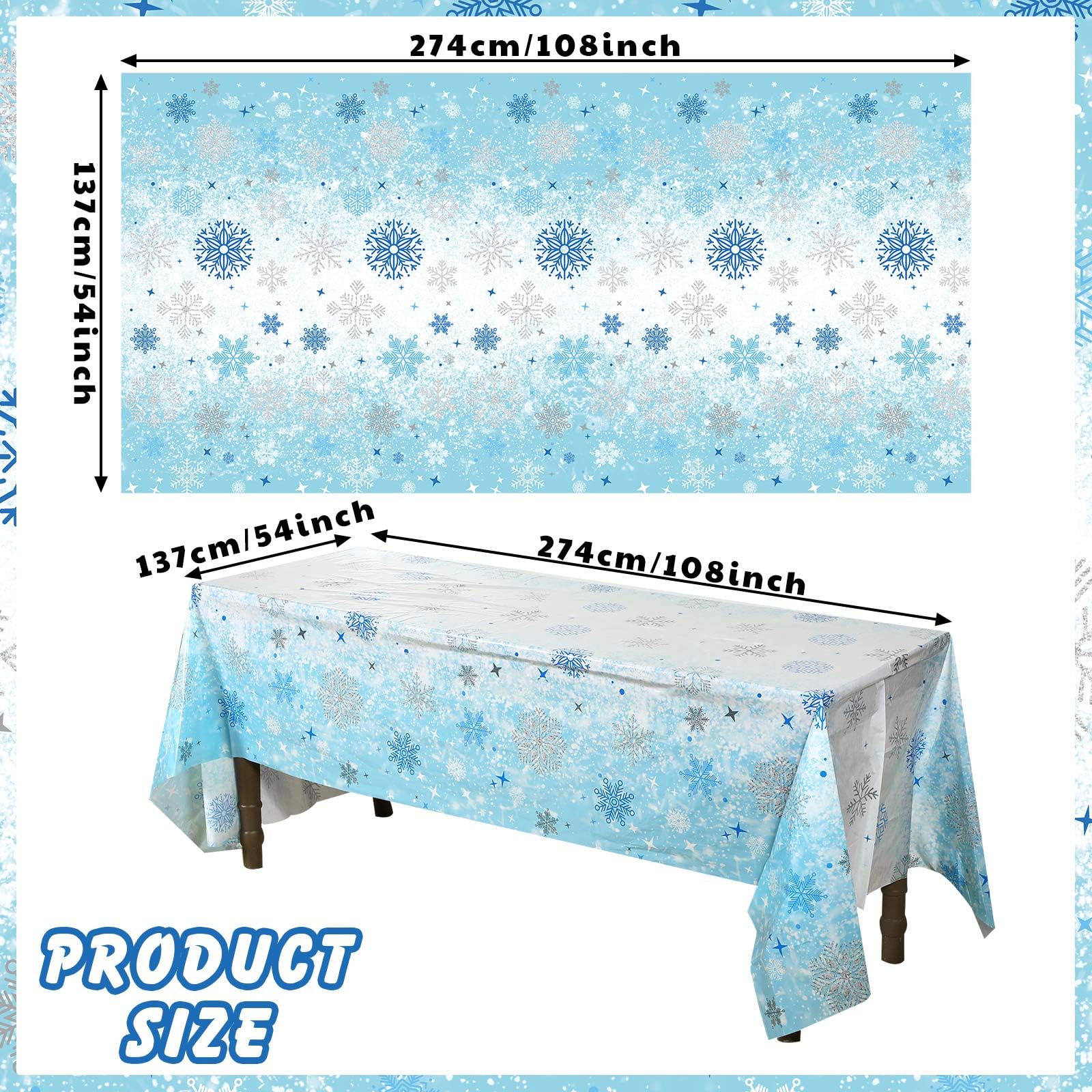 Domensi Winter Onederland First Birthday Party Decorations Set - 82pcs Snowflake Themed Tableware Kit with Tablecloths, Paper Plates, Napkins & Cups for Girls & Boys 1st Birthday (Blue) - Perfect for 20 Guests Winter Wonderland Celebrations