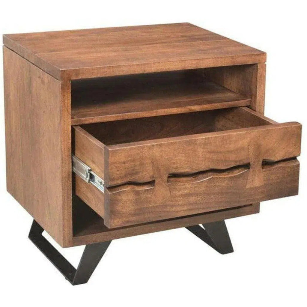 26 Inch Industrial Nightstand with Drawer, Brown Wooden Bedside Table for Bedroom - Perfect for Small Spaces, Modern Farmhouse & Apartment Living