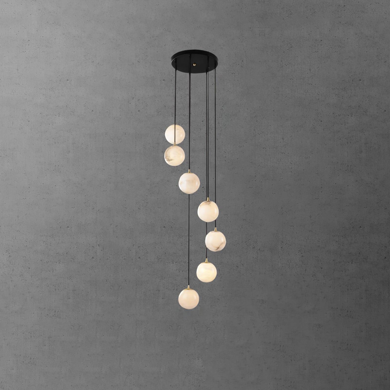 Elegant Alabaster Balls Cluster Chandelier - Modern Crystal Ceiling Light Fixture for Dining Room, Living Room & Bedroom Decor