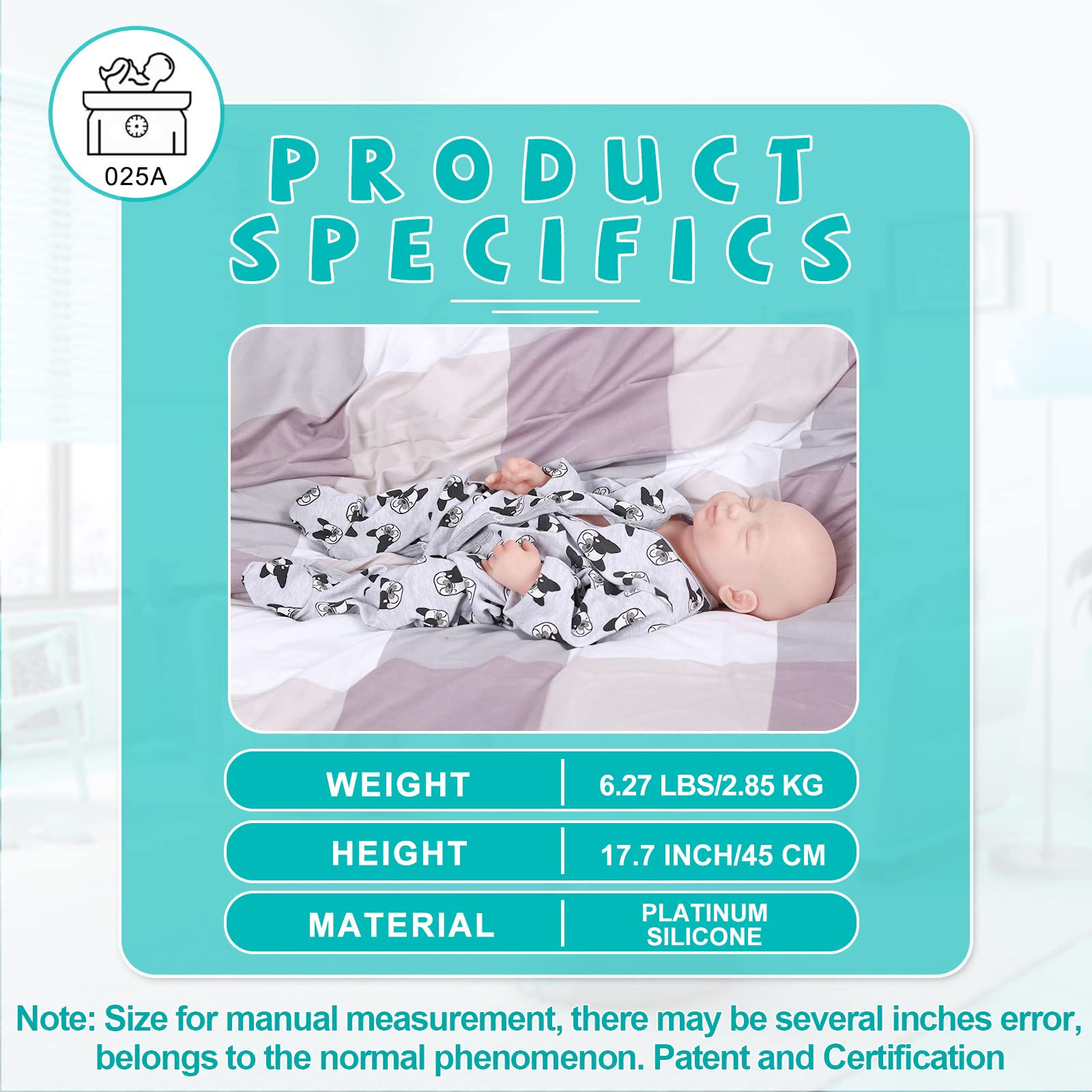 **18 Inch Realistic Platinum Silicone Reborn Baby Doll Boy with Closed Eyes - Lifelike Collectible & Perfect Christmas/Birthday Gift for Kids 3+ | Great for Role Play, Nursery Decor & Gift Giving**