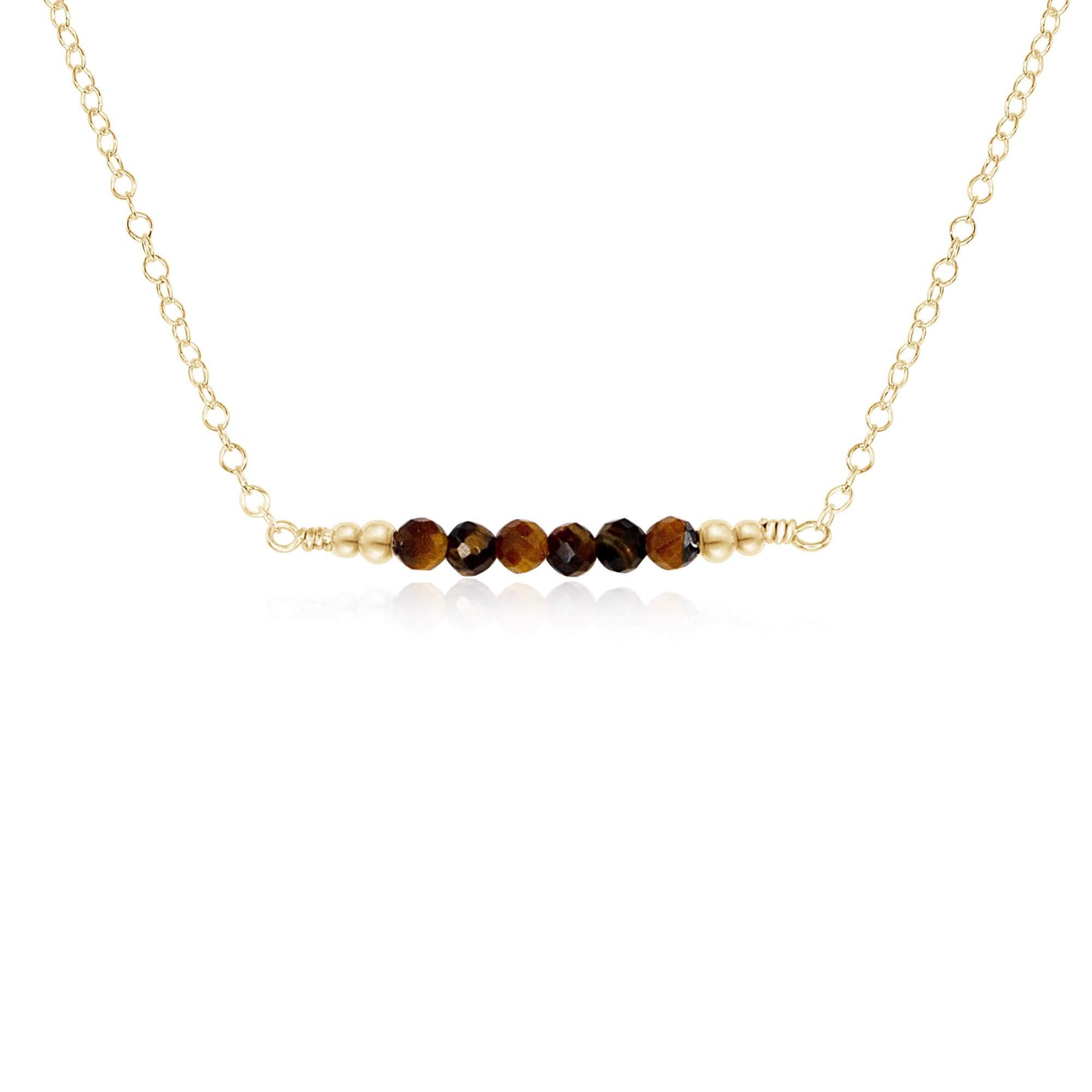 Sparkling Tiger's Eye Faceted Bead Bar Necklace - Elegant Gemstone Jewelry for Women | Perfect for Office Wear, Date Nights & Special Occasions