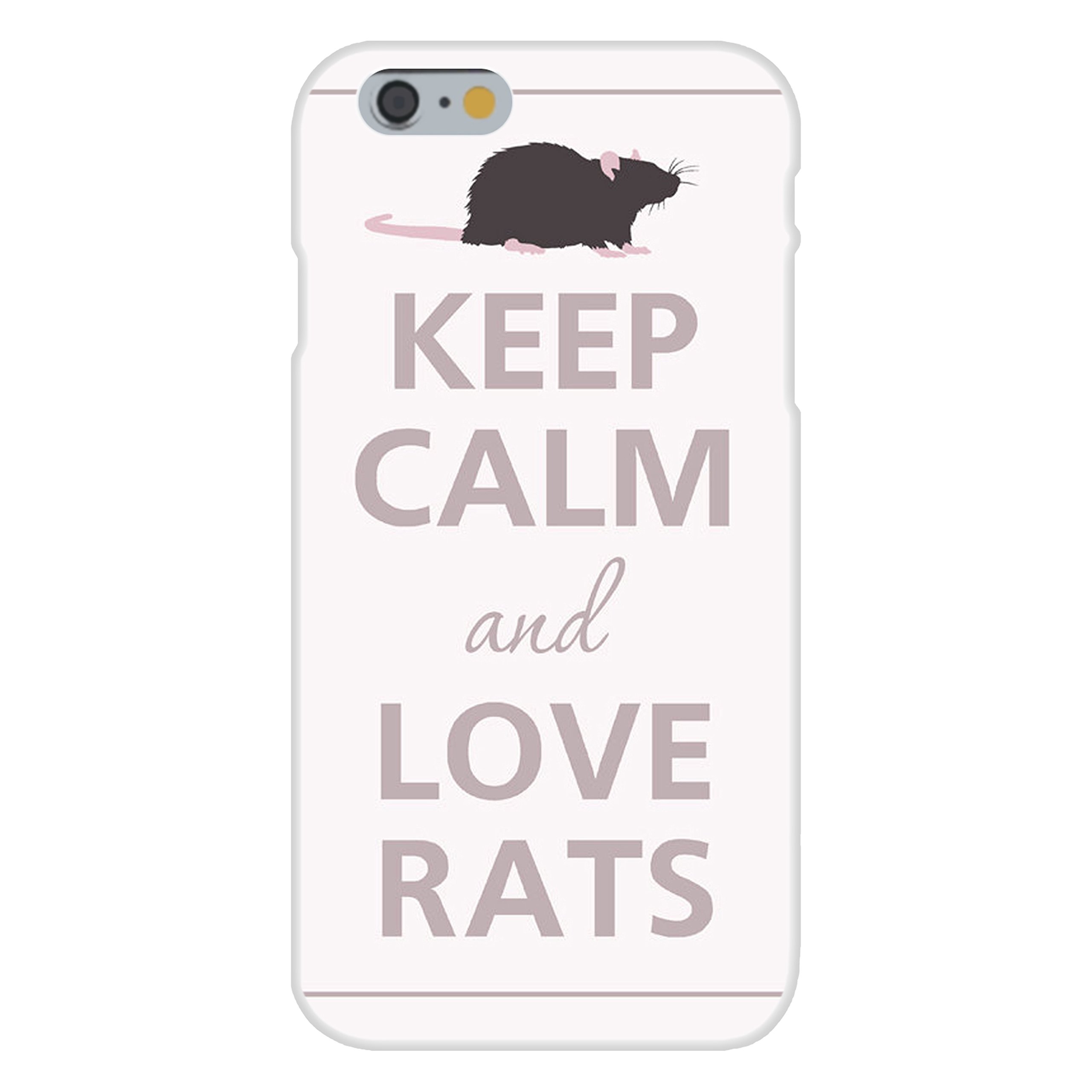 Apple iPhone 6 Plus Case - White Plastic Snap On Protective Cover with 'Keep Calm and Love Rats' Design | Perfect for Everyday Use, Travel & Gifts