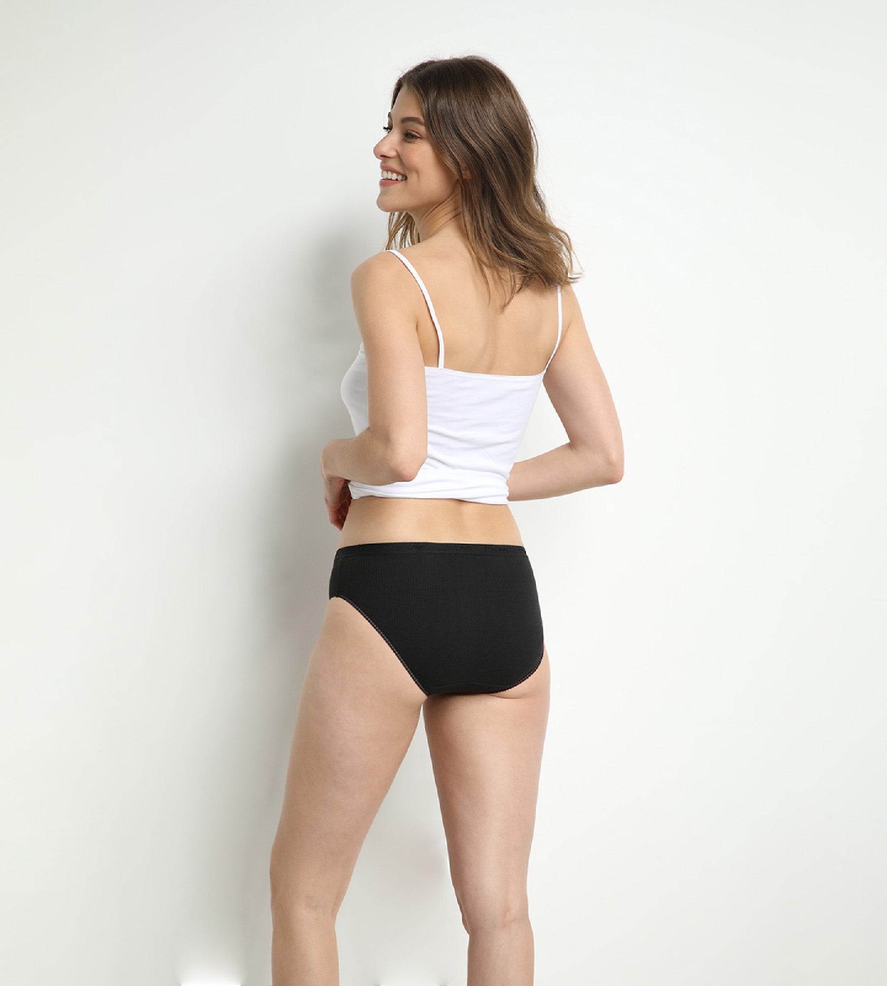 2 Pack Women's Black Midi Cotton Underwear - Soft, Breathable & Comfortable for Everyday Wear, Workout & Sleep