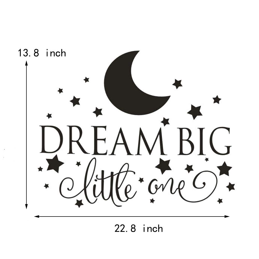 Dream Big Little One Quote Wall Decals - Nursery & Kids Room Decor, Removable Wall Stickers for Baby Girl & Boy - Perfect for Bedroom, Playroom & Nursery Decorations