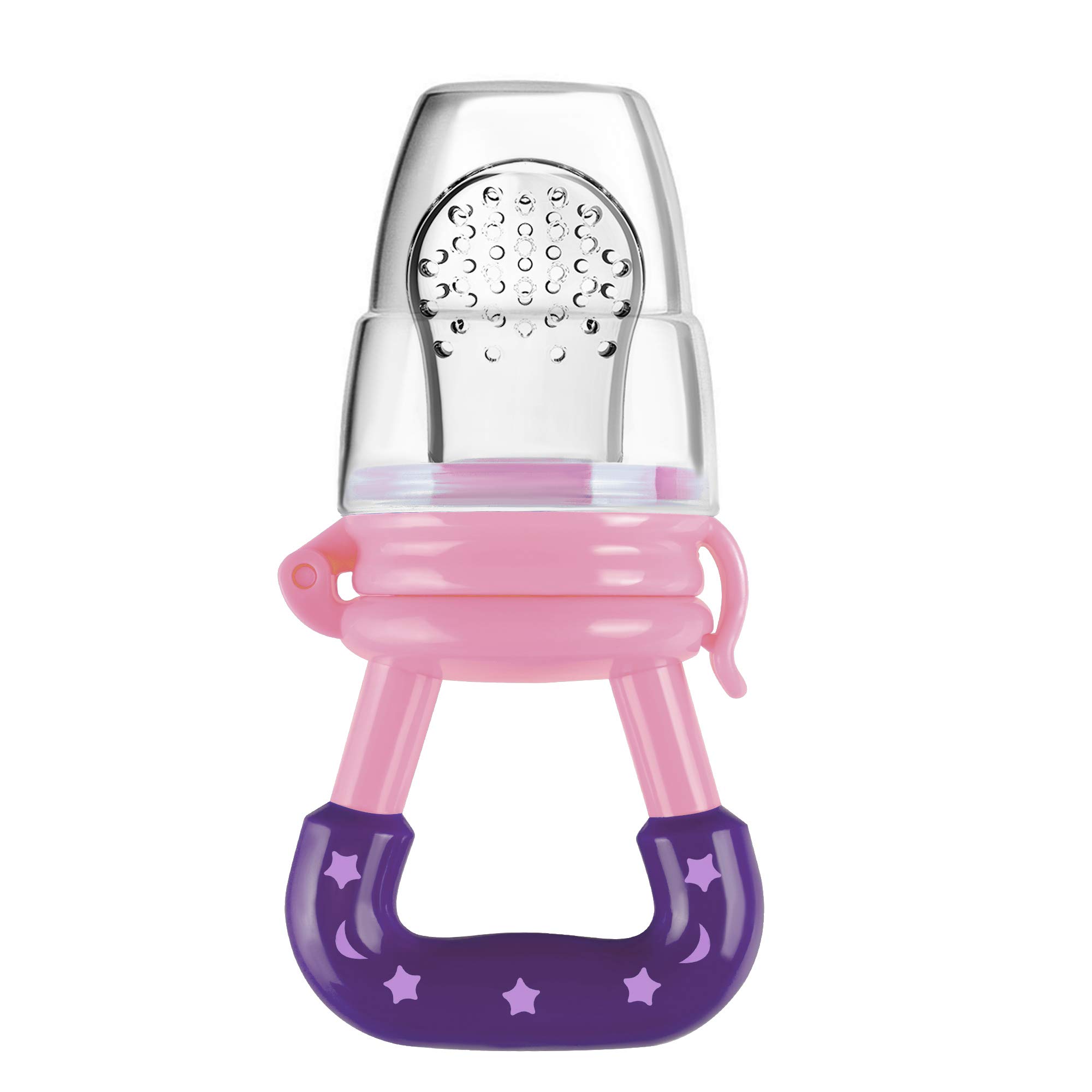 UNIH Silicone Baby Food Feeder Pacifier - Safe Fresh Fruit & Veggie Nibbler for Infants & Toddlers - BPA-Free Teething & Feeding Tool (Pink) - Perfect for On-the-Go Meals & Introducing Solid Foods