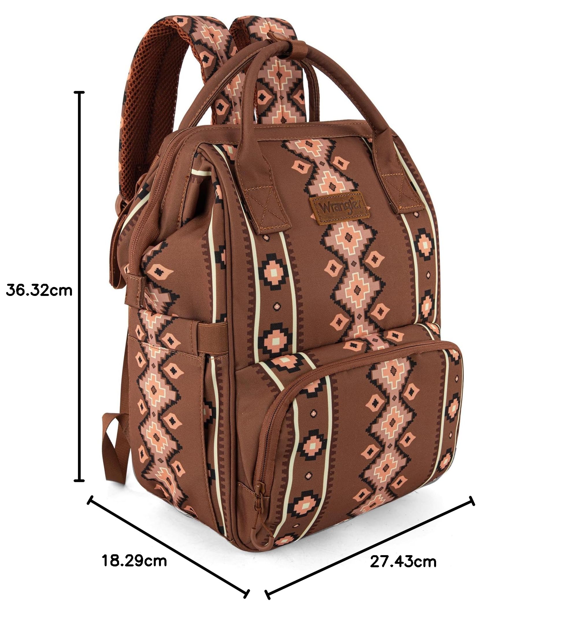 Wrangler Southwest Pattern Diaper Backpack - Stylish Baby Bag for Travel & Daily Use, Multi-Functional Western Design Daypack for Moms & Dads - Perfect for Daycare, Outings & Family Adventures