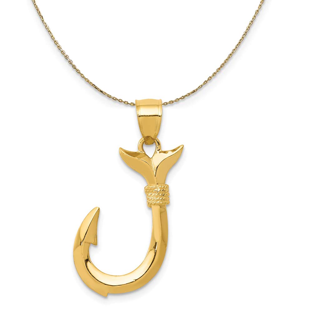The Black Bow 14k Yellow Gold Whale Tail Fishhook Necklace - Perfect for Beach Weddings and Ocean-Inspired Gifts