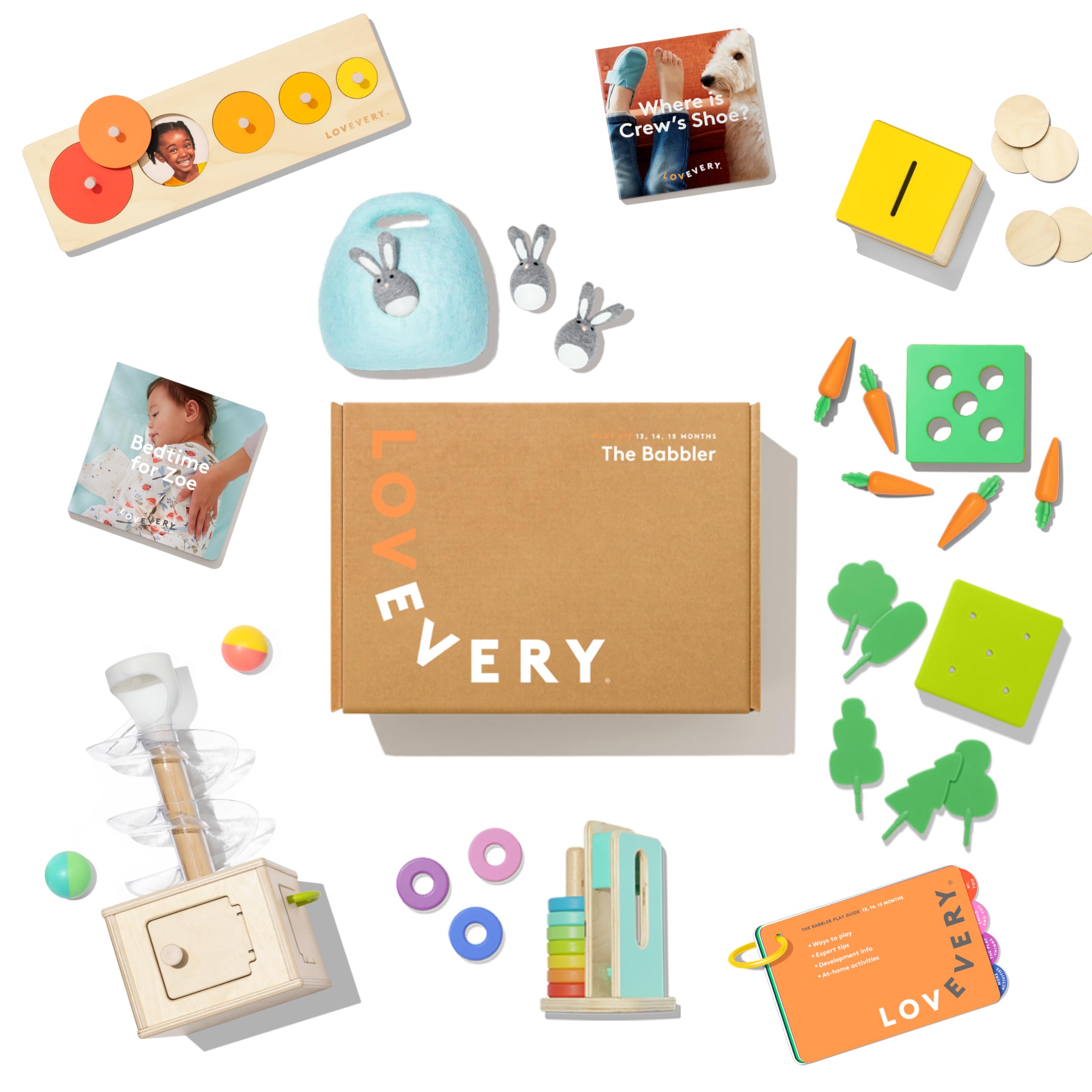 **LOVEVERY The Babbler Play Kit – Montessori Toddler Toy with Bonus Book 'Where is Crew's Shoe' | Best 1st Birthday Gift for Boys & Girls | Educational Learning & Sensory Play for 12-18 Month Olds**