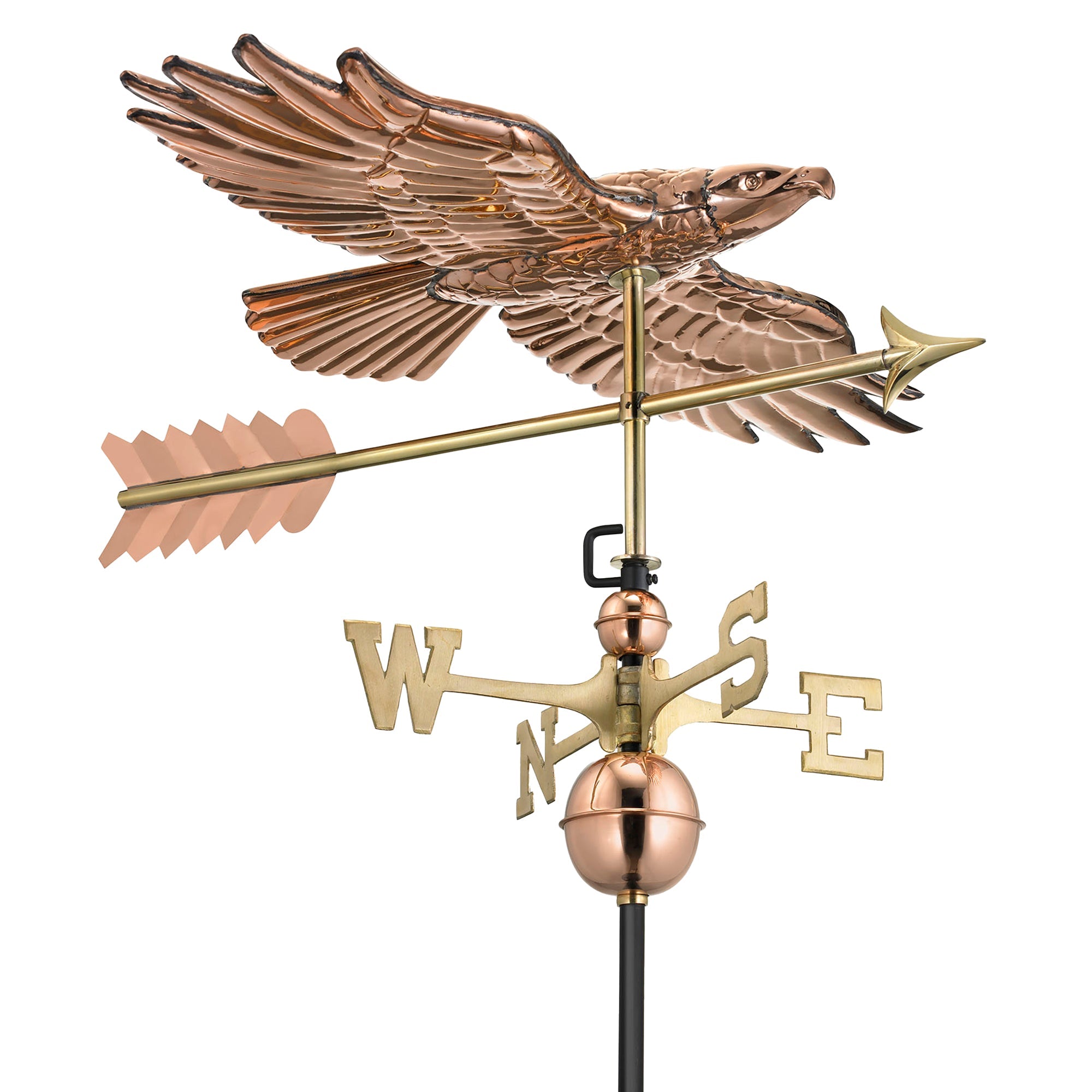 Soaring Hawk Weathervane - Handcrafted Copper Garden Decor for Outdoor Roof & Yard - Perfect for Farmhouse, Cottage & Rustic Home Decoration