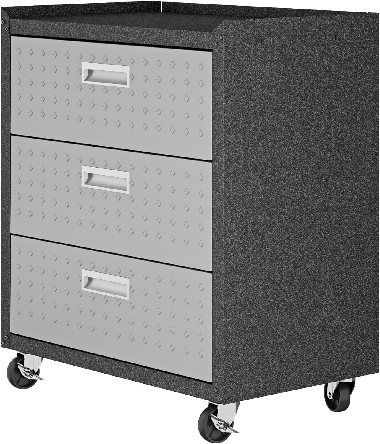 Manhattan Comfort Fortress Collection Durable Mobile Garage Chest - Heavy-Duty Storage for Tools & Supplies, Dark Charcoal Gray/Silver - Perfect for Workshop, Garage & Home Organization