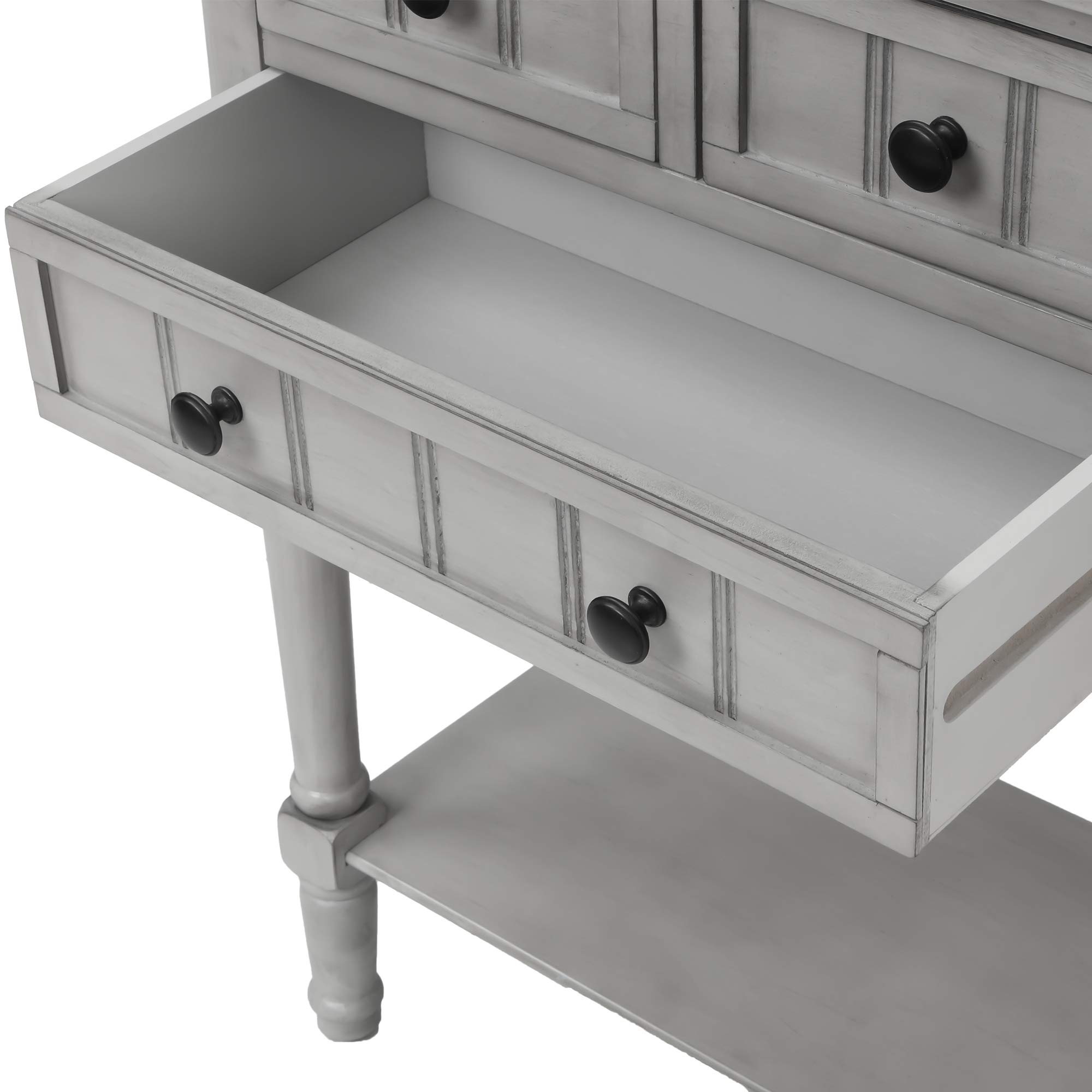 Merax Narrow Console Table - Slim Wooden Sofa Table with 3 Storage Drawers & Bottom Shelf for Living Room, Entryway, Hallway - Easy Assembly (Gray Wash) - Perfect for Small Spaces & Home Decor