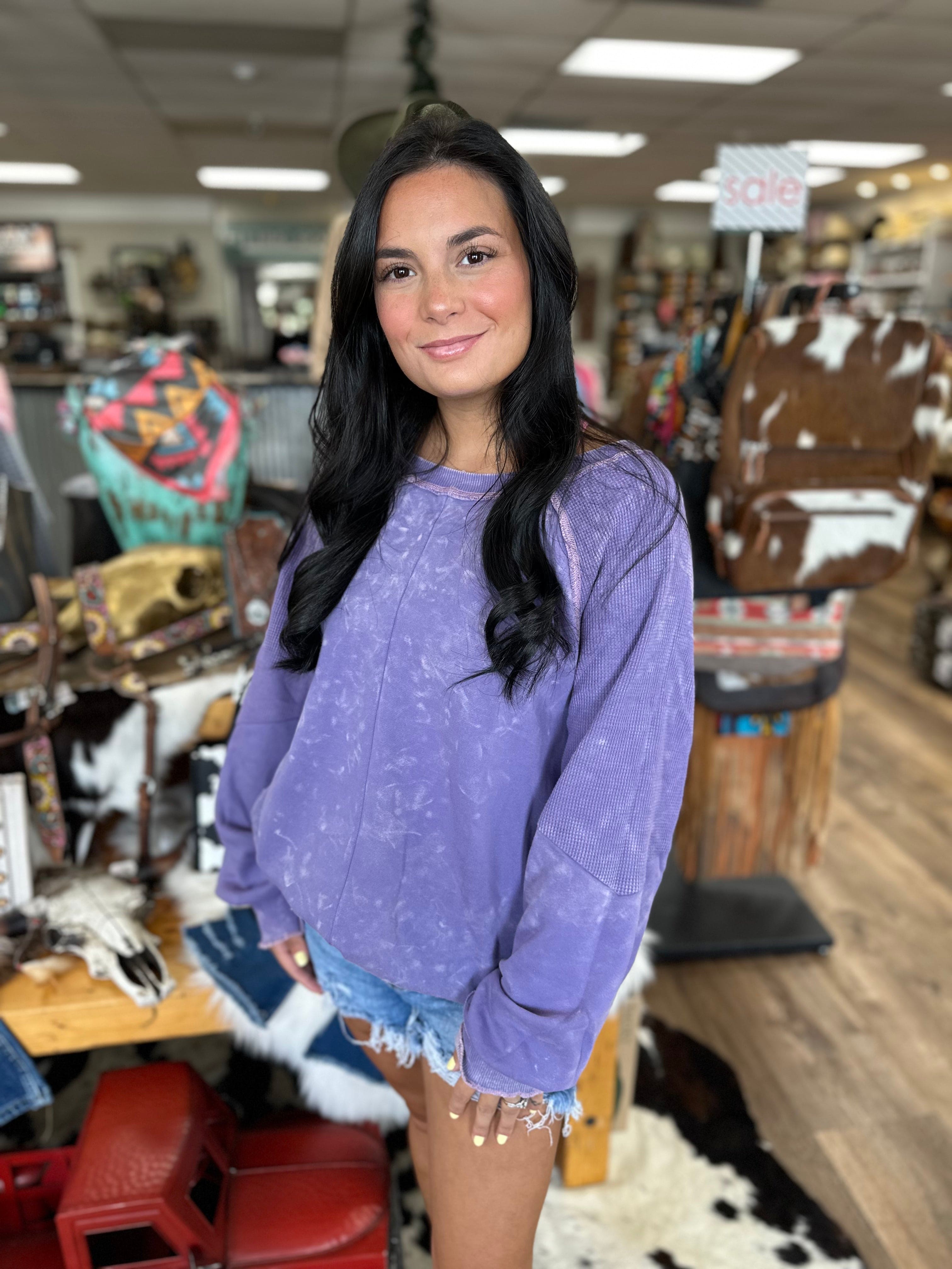Reversible Round Neck Long Sleeve Sweatshirt for Women - Soft Lavender Pullover | Casual Wear, Loungewear & Layering Essential