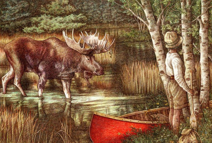 Anne Yvonne Gilbert: The Red Canoe - Premium Art Print for Home & Office Decor | Perfect for Living Rooms, Bedrooms & Gifts