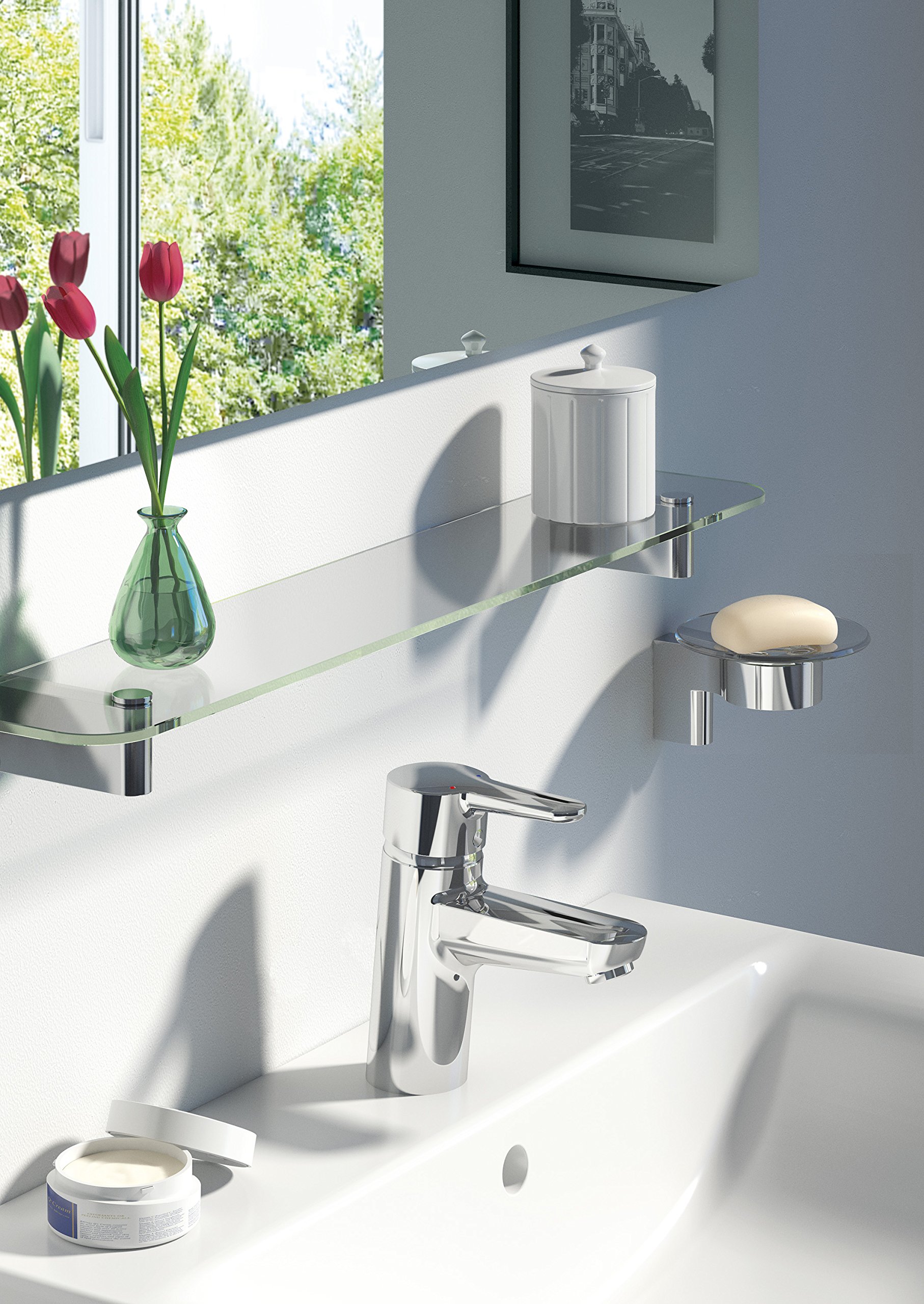 Ideal Standard Connect Blue B9936AA Basin Faucet with Flow Regulator - Chrome Finish for Bathroom Sink, Modern Water-Saving Design for Home & Commercial Use