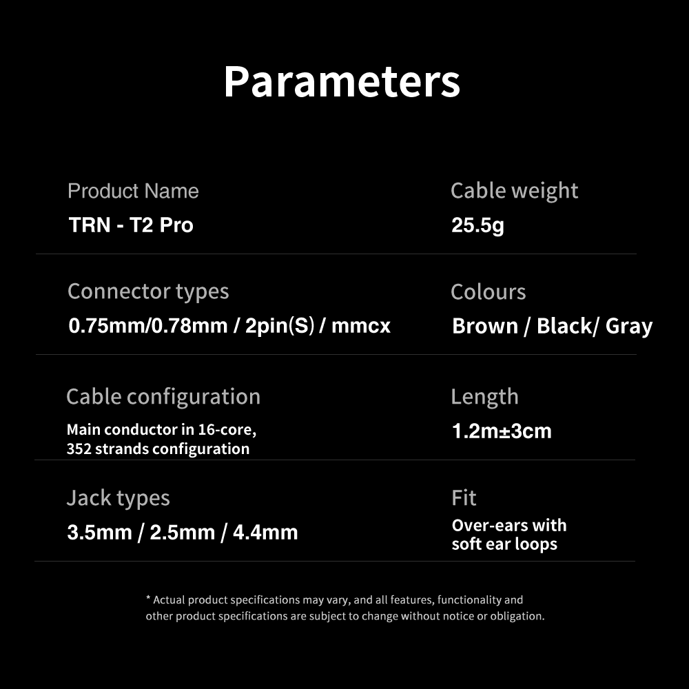 TRN T2 Pro 16 Core HiFi In-Ear Earphones with Silver Plated Cable (0.75mm/0.78mm MMCX/2Pin Connector) - 2.5mm/3.5mm/4.4mm Audio Jack Options for Audiophiles, Music Lovers & Gaming Enthusiasts