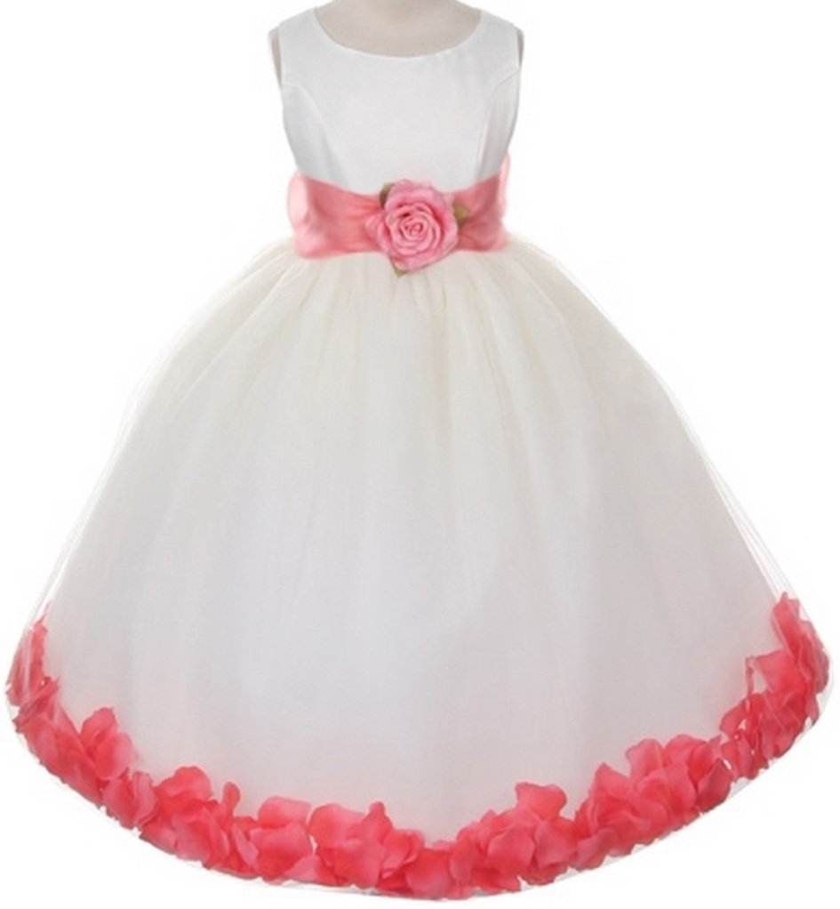 AkiDress Satin Tulle Communion Flower Girl Dress with Petal Skirt - Perfect for Weddings, Pageants, Easter & First Communion Ceremonies