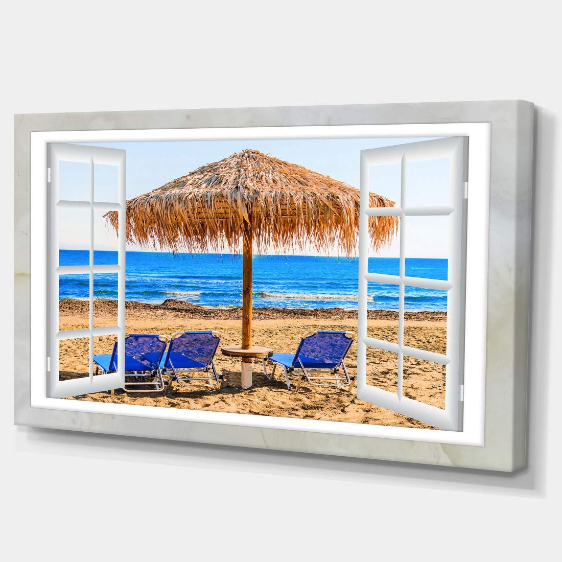XL Seashore Canvas Art - Beach Hut with Chairs Design, 40x20 Inch Coastal Wall Decor for Living Room, Bedroom & Office | Perfect for Beach House, Vacation Home & Coastal Theme Interiors