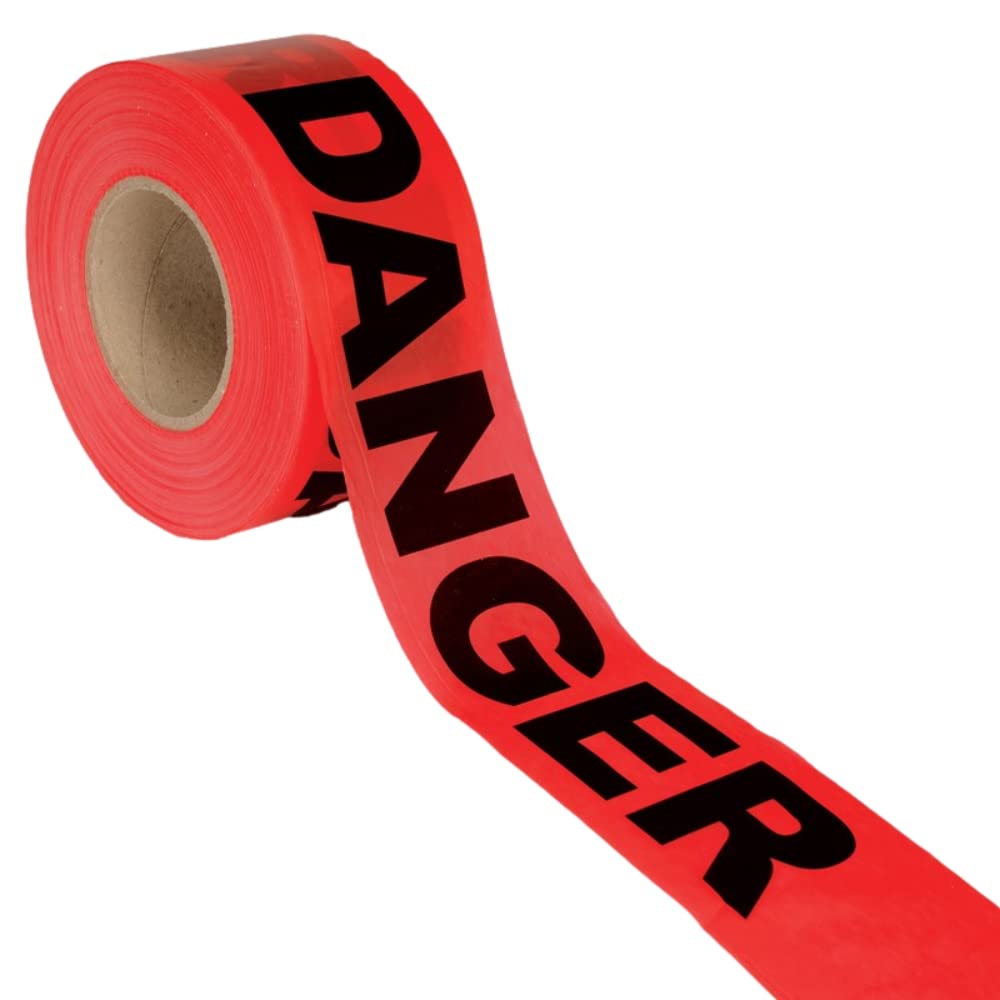 Danger Barricade Tape - 2.0 MIL Red Safety Warning Tape, 3