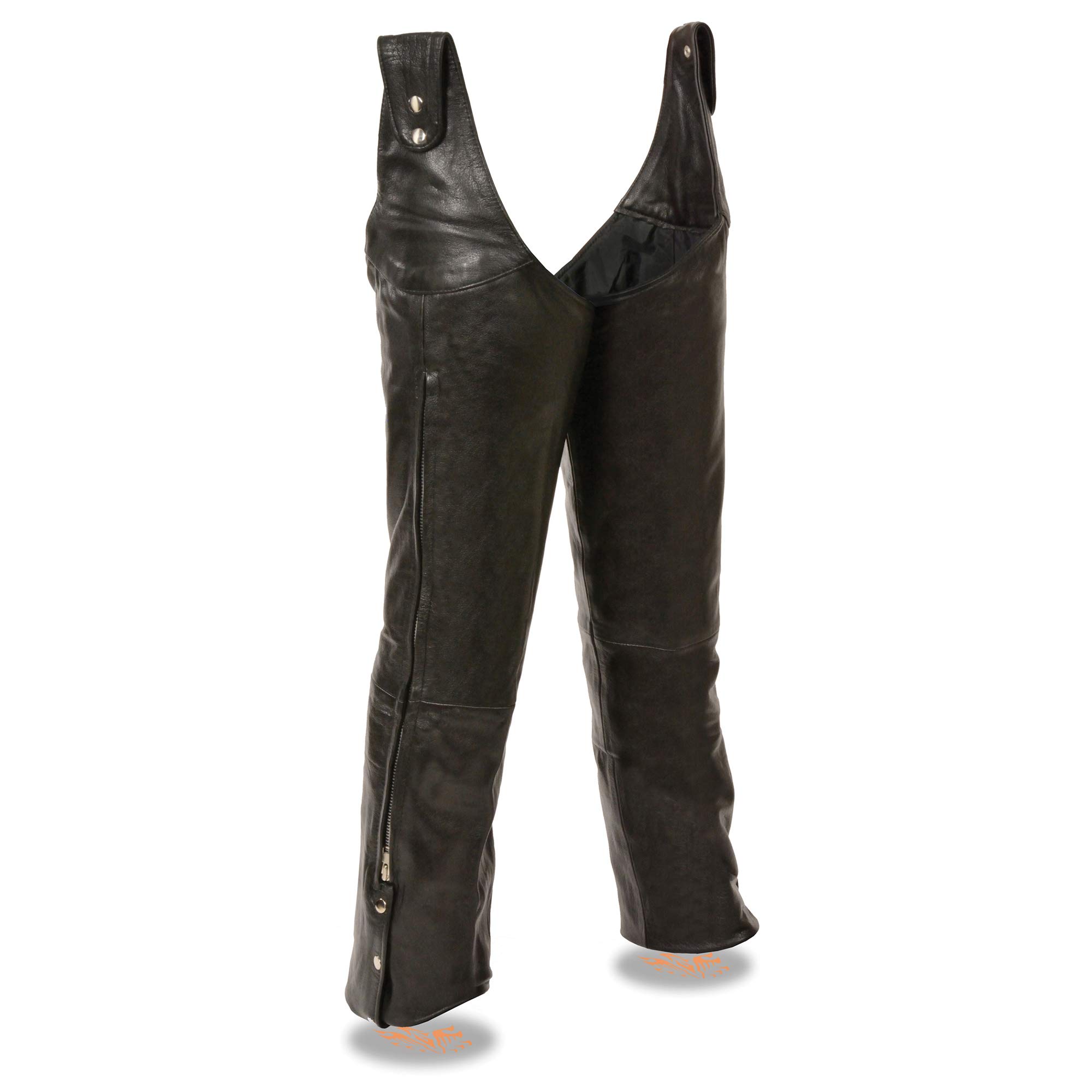 Milwaukee Leather Men's Adjustable Side Snap Beltless Chaps - Black 4X-Large for Motorcycle Riding & Outdoor Work