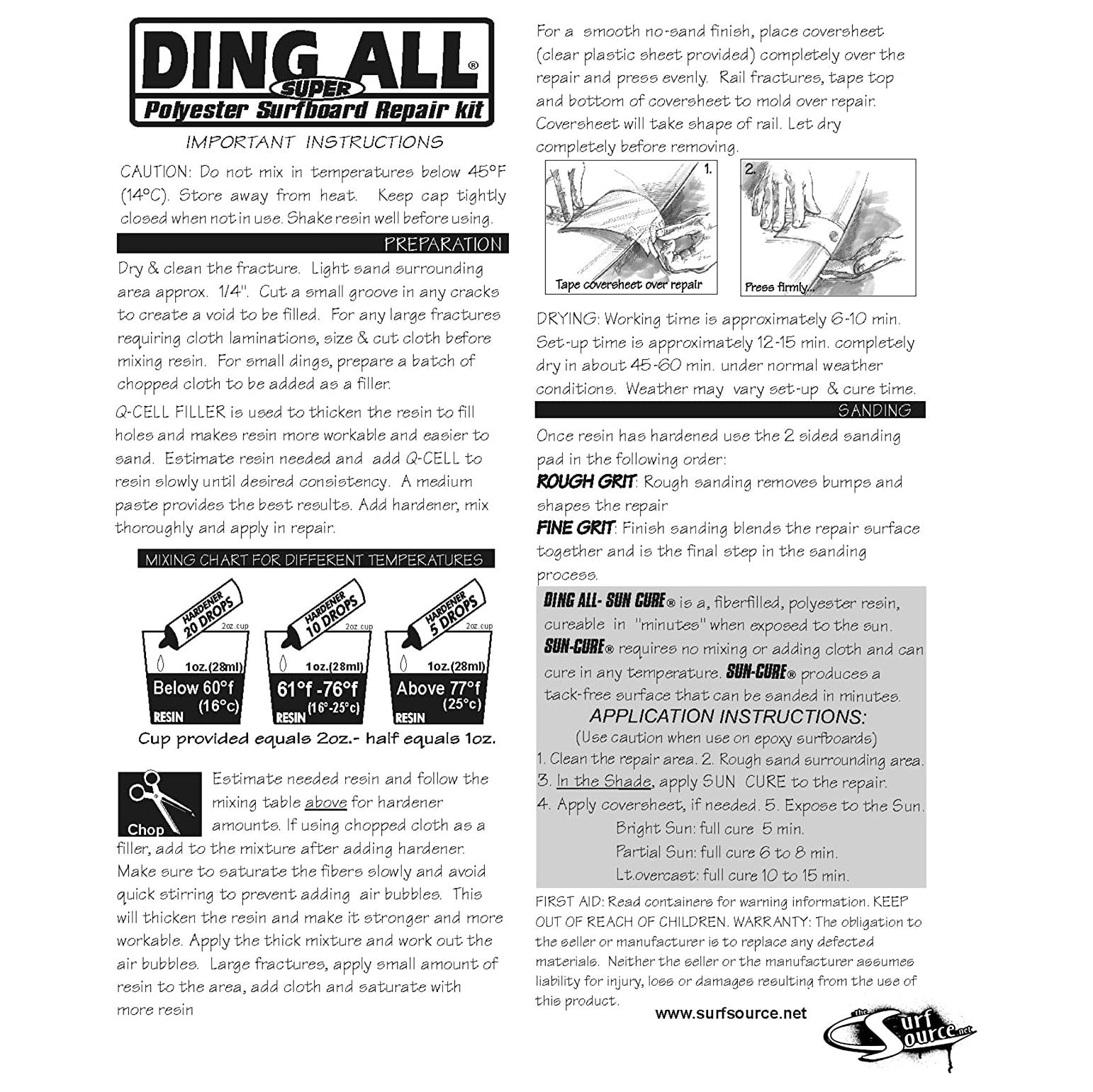 Ding All Poly SUPER Kit - Professional Ding Repair Kit for Surfboards, Boats & Cars | Easy DIY Scratch & Dent Removal for Outdoor Enthusiasts
