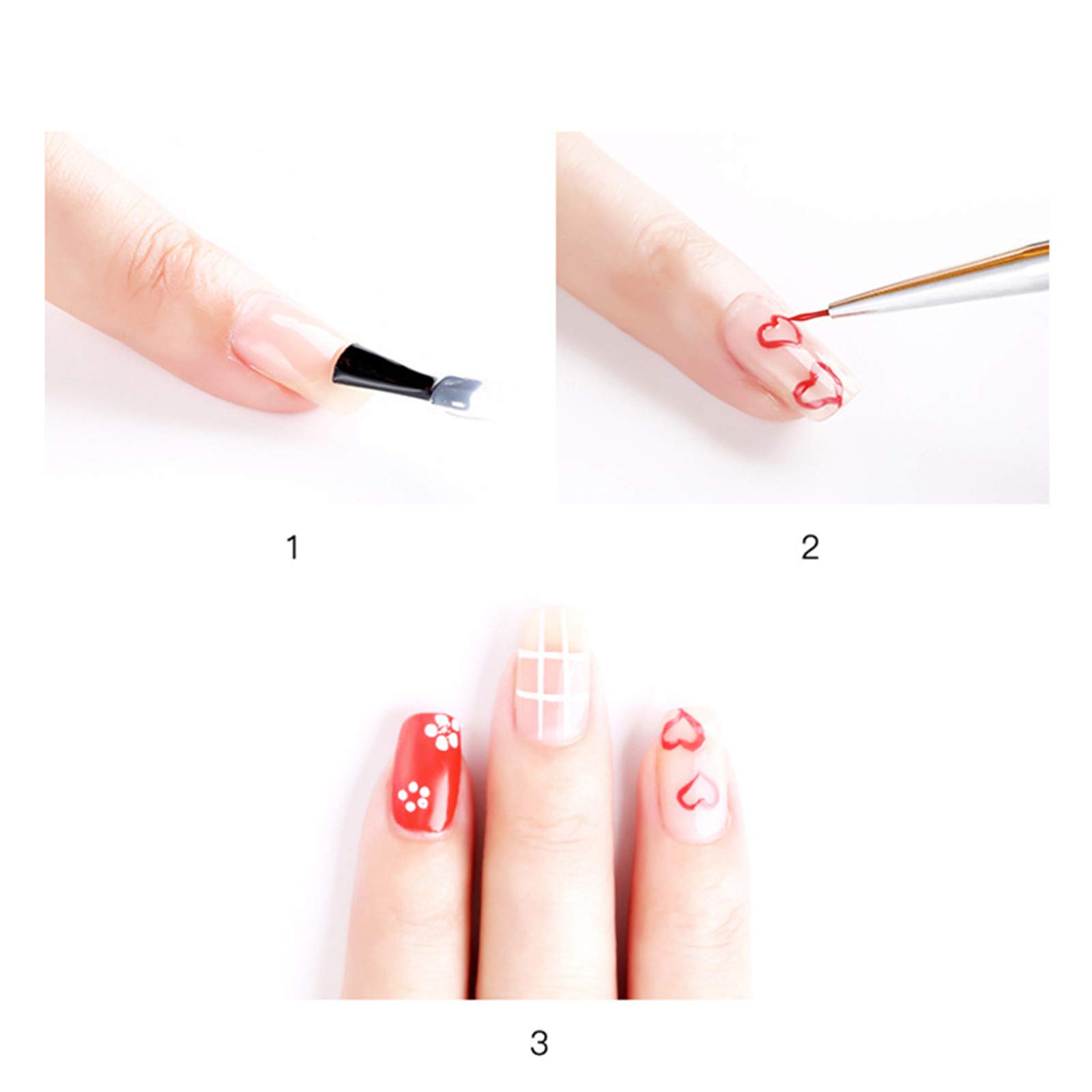 3-Piece Nail Art Brush Set - 7mm/9mm/11mm UV Gel Liner Brushes for Professional & DIY Nail Designs - Perfect for Home Salon, Manicures & Nail Art Painting