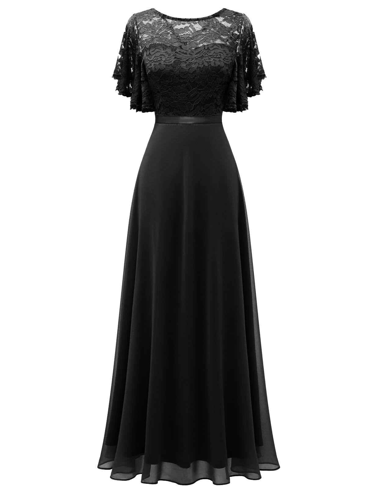 Elegant Lace Wedding Guest Dress with V-Back & Empire Waist - Formal Bridesmaid Gown for Prom, Evening Parties & Special Occasions 2025 | Perfect for Weddings, Galas & Black Tie Events
