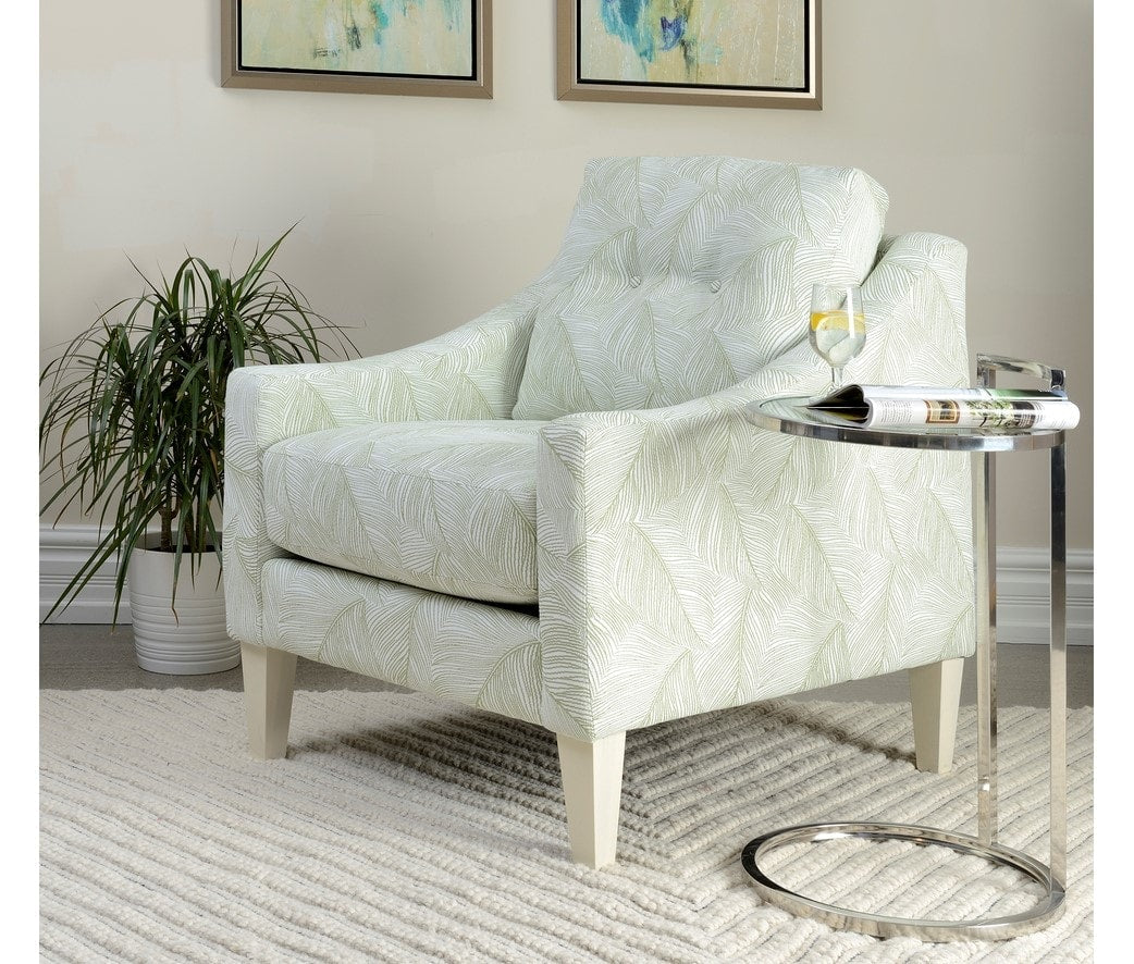 Slimline Sloped Arm Accent Chair - Modern Upholstered Lounge Chair for Living Room, Bedroom & Office - Perfect for Reading, Relaxing & Small Spaces