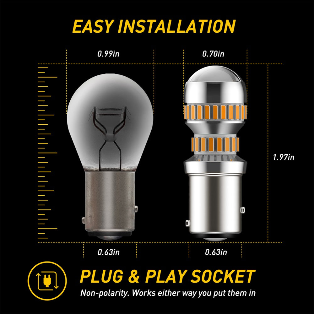 AUXITO Upgraded 1157 LED Bulb Amber Yellow - 400% Brighter 2057 2357 7528 BAY15D Replacement - Perfect for Front/Rear Turn Signals, Blinkers, Parking & DRL Tail Lights - Ideal for Cars, Trucks, SUVs & Motorcycles