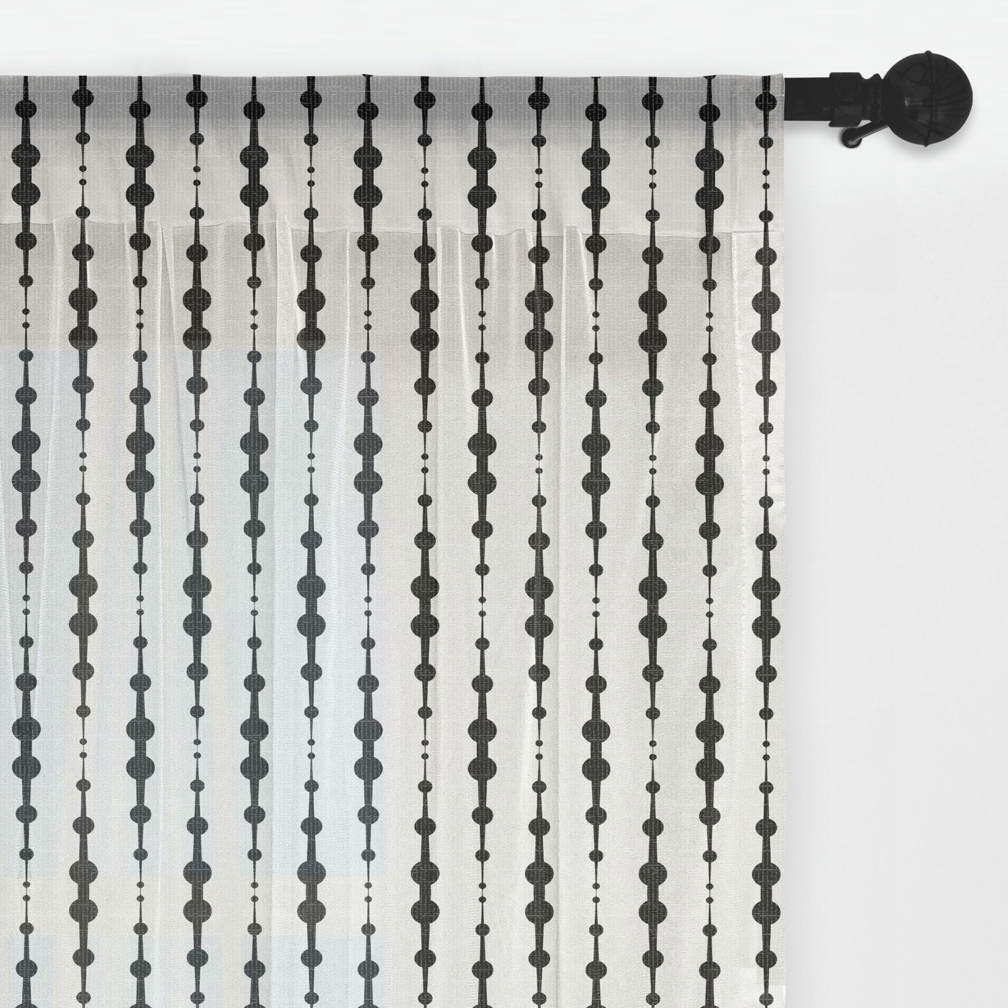 Ambesonne Black and White Abstract Tulle Curtains with Rod Pocket - Monochrome Geometric Lines & Dots Design, Sheer Drapes for Wedding, Party, Living Room & Bedroom (2 Panels, 108x63 Inches)