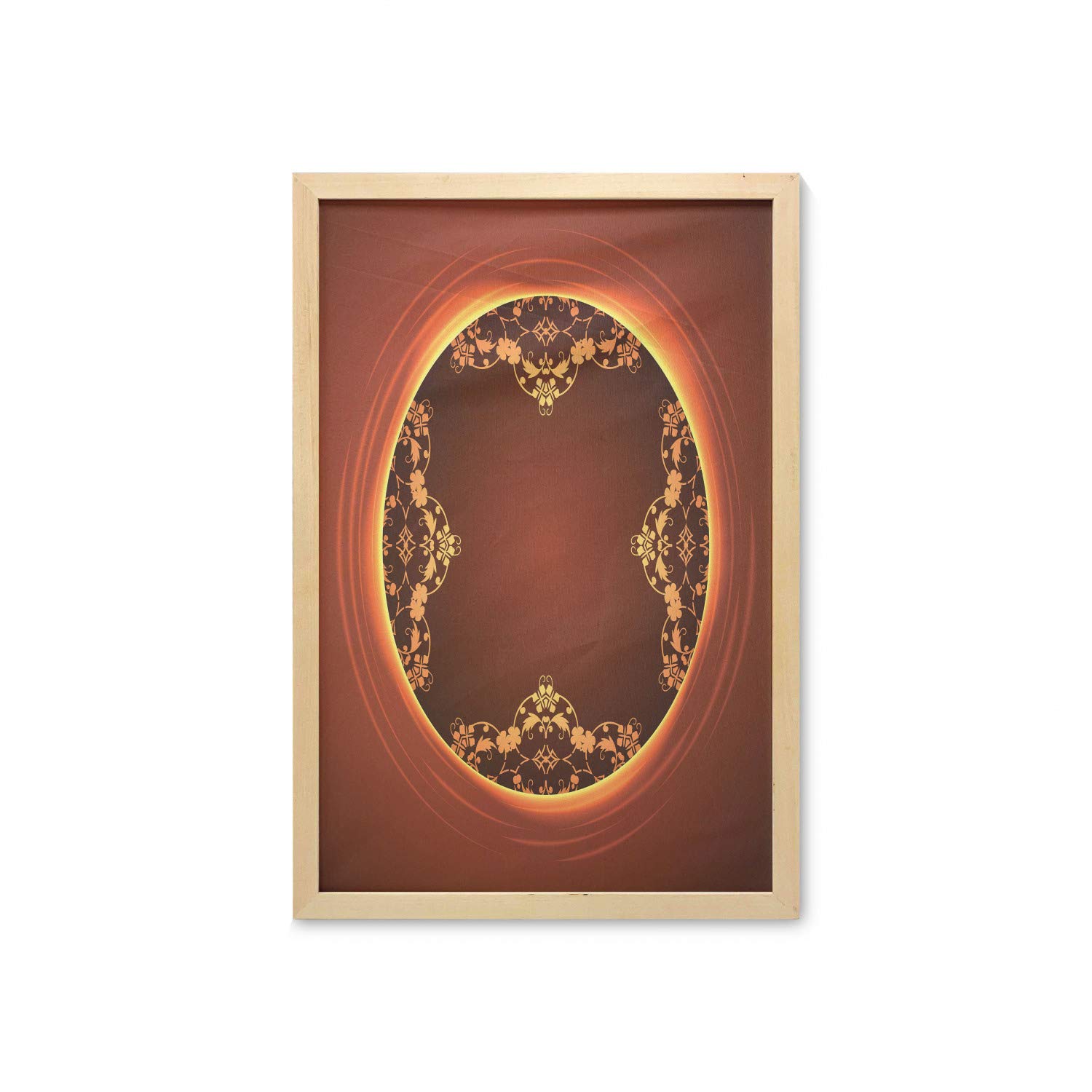 Ambesonne Ethnic Wall Art with Frame - Botanical Mandala Inspired Printed Fabric Poster for Bathroom, Living Room & Dorm Decor (23