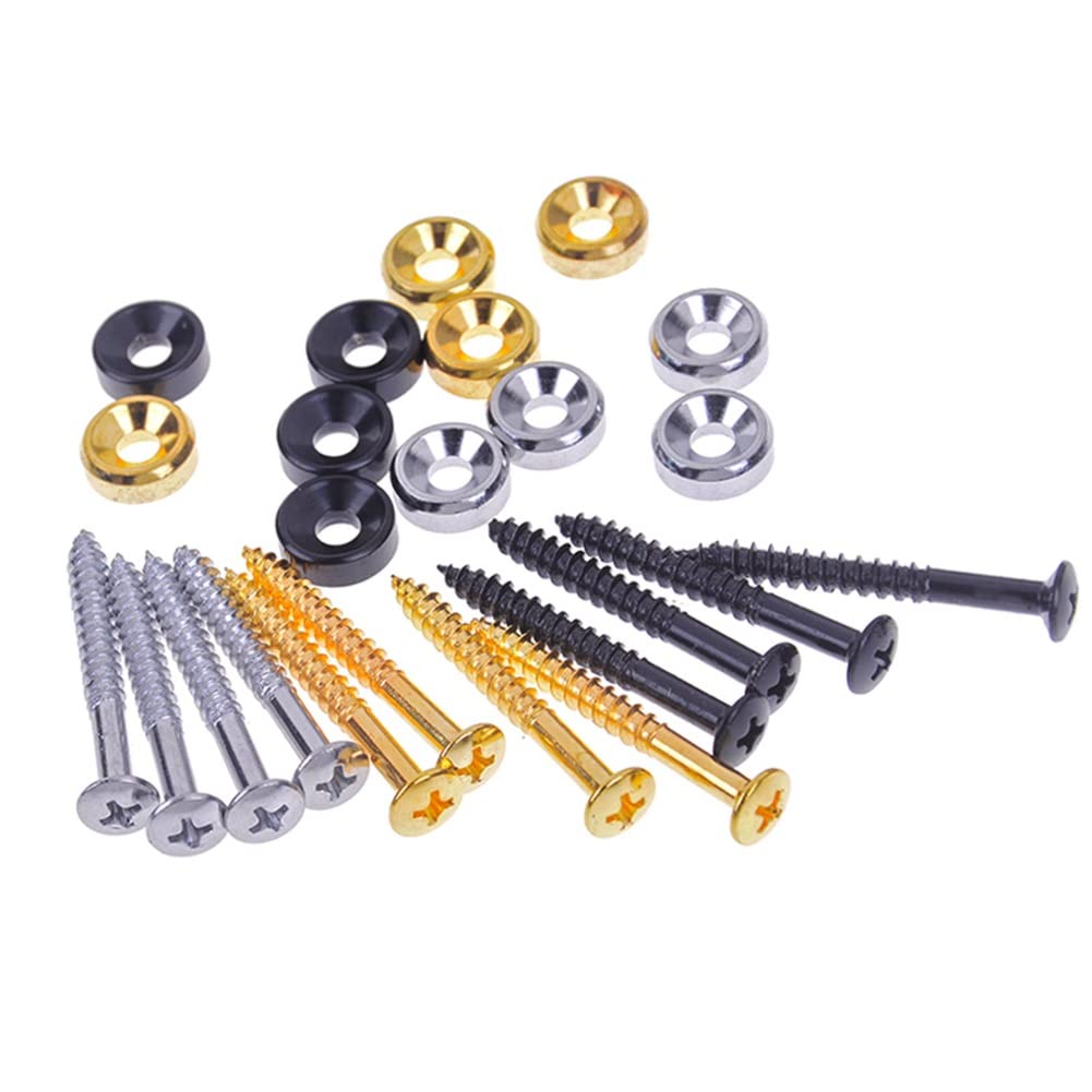 4-Piece Guitar Bass Neck Mounting Screws Set with Nuts & Ferrules - Perfect for Guitar & Bass Neck Joint Repairs & Installations