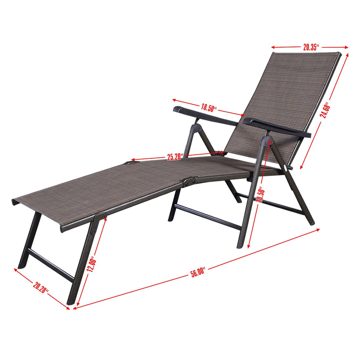 Adjustable Pool Chaise Lounge Chair - Outdoor Patio Recliner with Textilene Fabric for Sunbathing & Relaxing by the Pool, Beach or Backyard