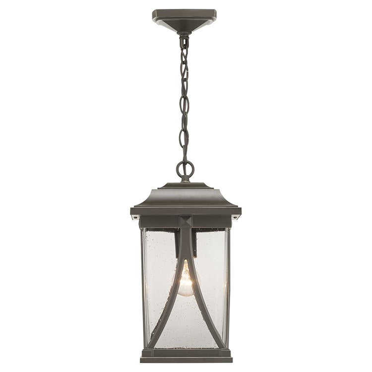 Abbott Single Light Outdoor Hanging Lantern - Weatherproof Porch Light for Patio, Garden, and Entryway - Elegant Black Metal Fixture with Clear Glass Shade - Perfect for Front Door, Backyard, and Deck Lighting