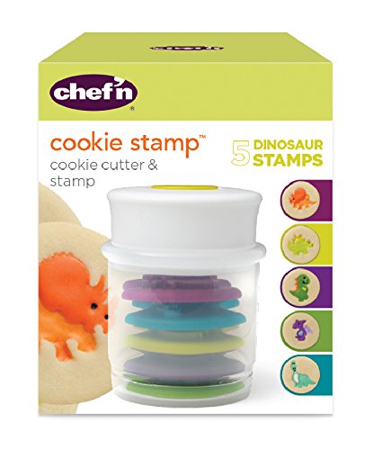 Dinosaur Cookie Cutter and Stamp Set for Baking - Fun Dinosaur Shapes for Cookies, Pastries & DIY Crafts | Perfect for Kids' Birthday Parties, Holiday Baking & Classroom Activities