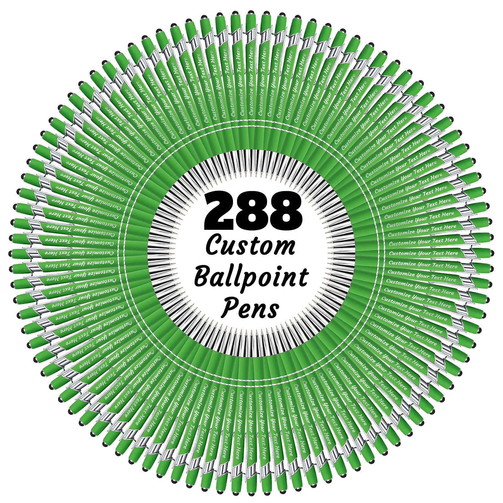 Custom Engraved Ballpoint Pens with Stylus - Personalized Name or Text Pens - Perfect Anniversary, Birthday & Graduation Gifts (288 Pack, Black Ink) - Ideal for Office, School, Business Promotions & Corporate Events