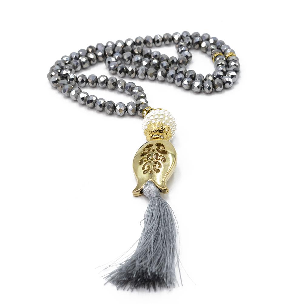 99-Piece Islamic Tasbih Prayer Beads - Acrylic Crystal Cut with Silver Tulip Tassel | Perfect for Daily Dhikr, Muslim Worship & Spiritual Meditation