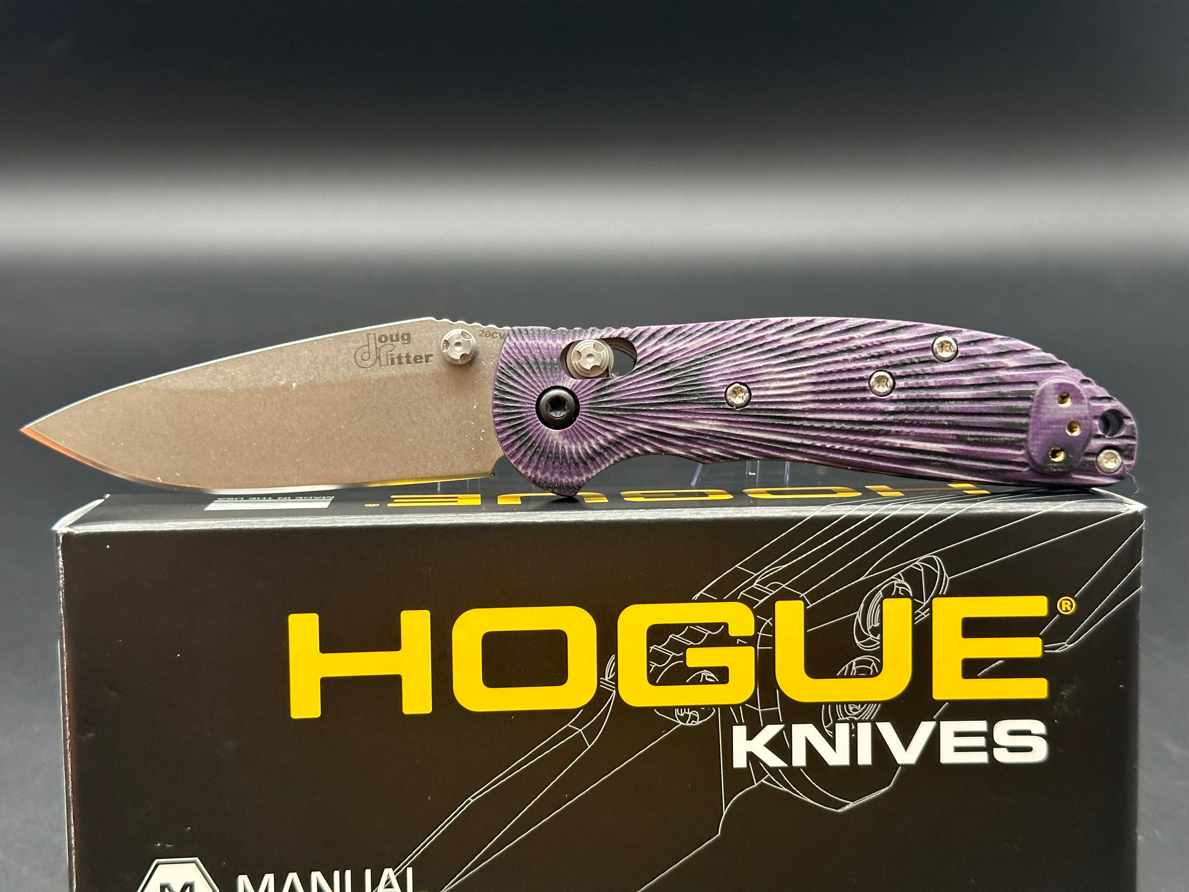 Hogue Doug Ritter Mini RSK MK1 G2 Knife - Exclusive Mascus Purple G10 Handle & Stonewashed Blade - Perfect for EDC, Outdoor Adventures, and Tactical Use