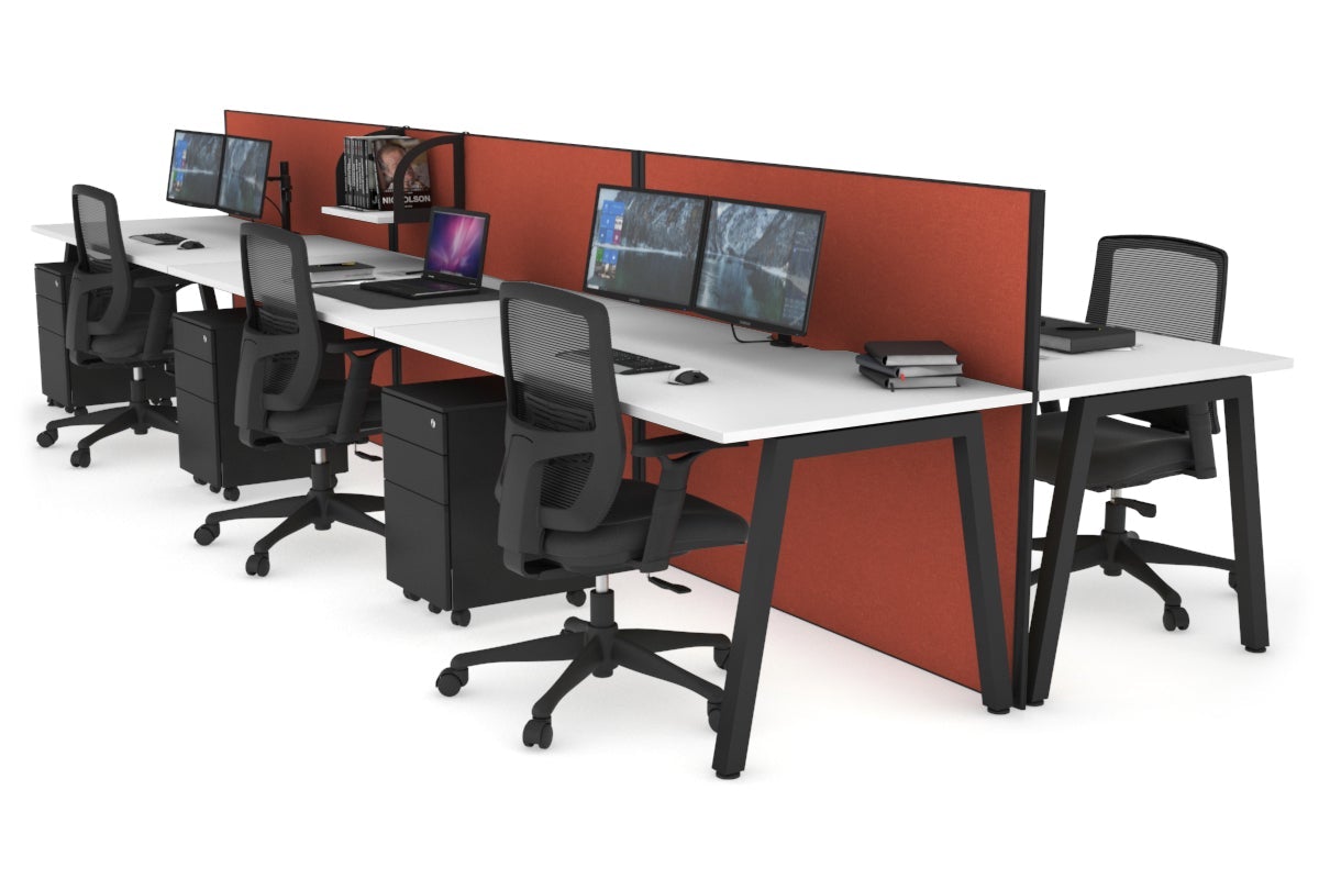 Horizon Quadro 6-Person Office Bench Workstation with Cable Management - 1600mm x 800mm (63