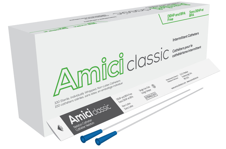 Amici Classic Female Catheter - Soft Flexible Latex-Free Catheter for Women - Ideal for Travel, Hospital, and Home Use
