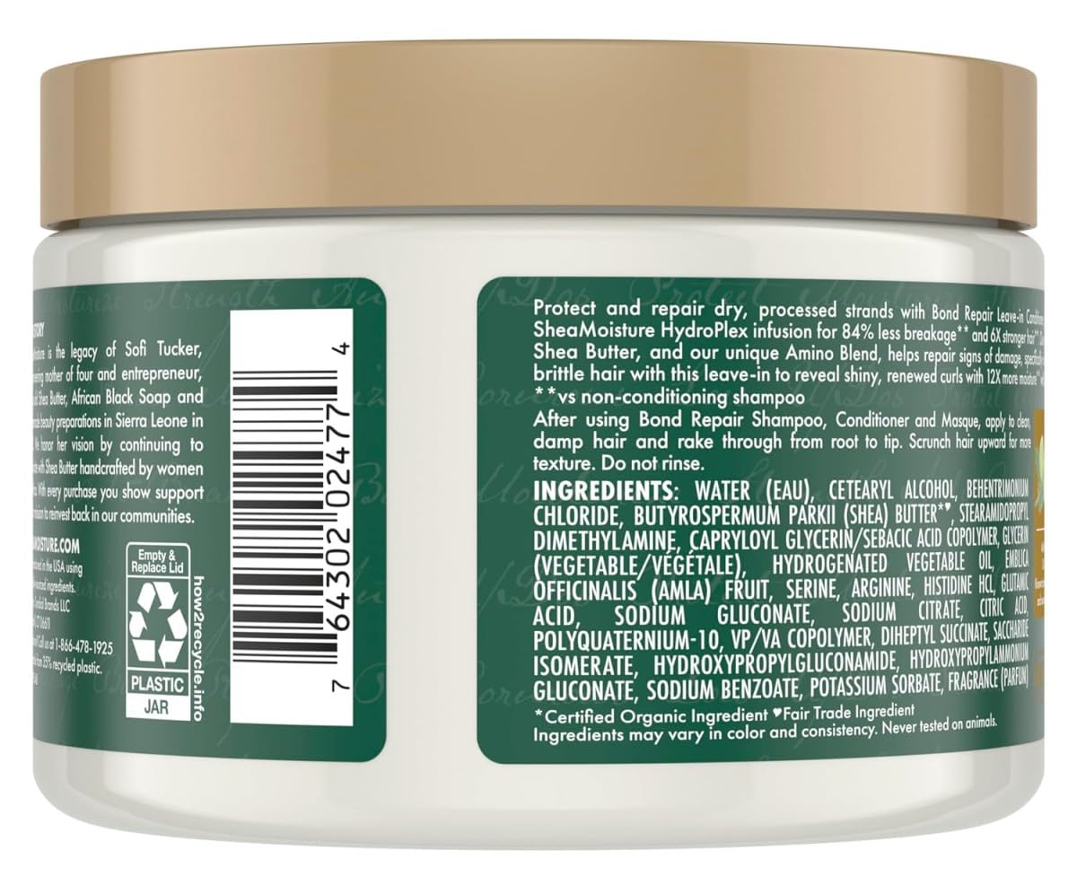 SheaMoisture Amla Oil Bond Repair Hair Care Set - Shampoo, Conditioner, Hair Mask & Leave-In Treatment for Dry Damaged Hair - Strengthens & Repairs Brittle Hair for Daily Use at Home or Salon