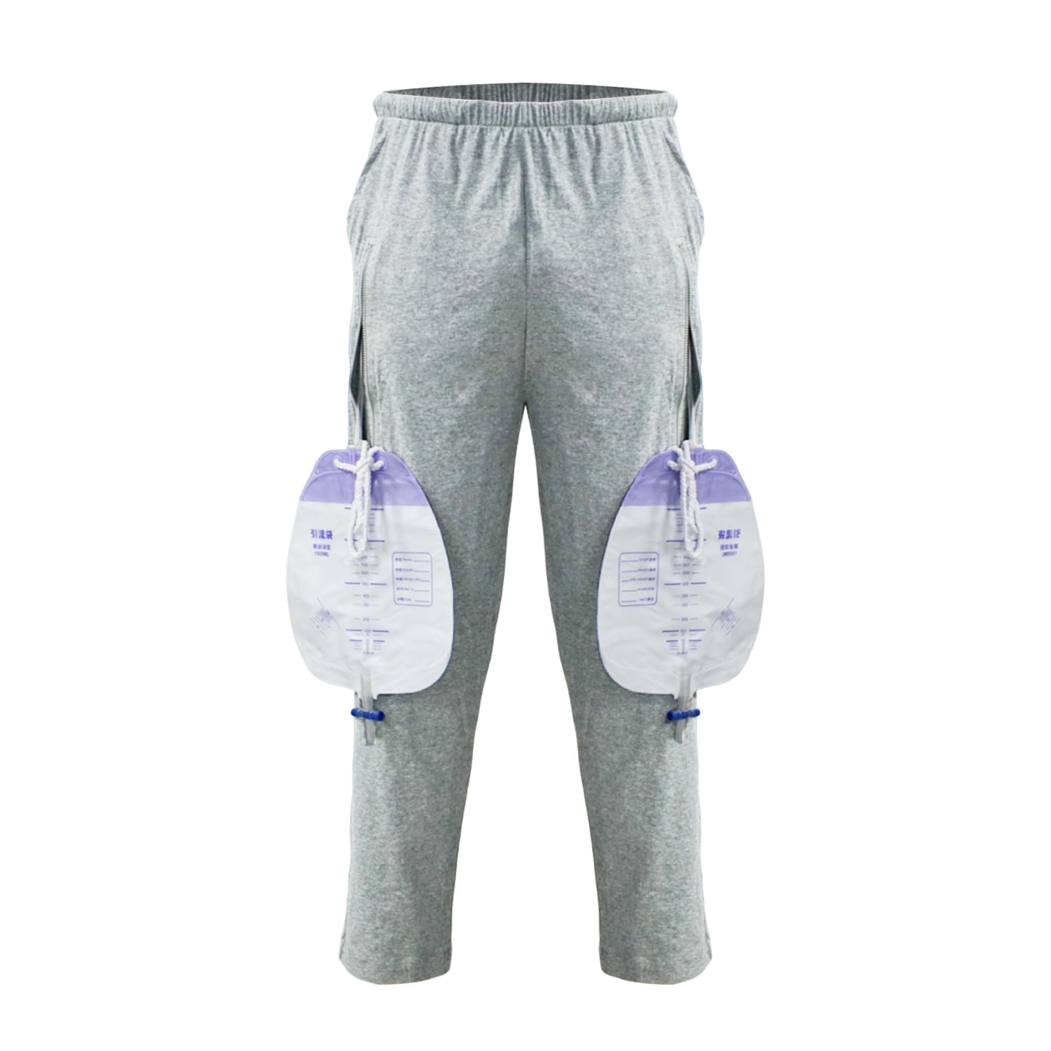 Catheter Leg Bag Pants for Men & Women - Breathable Cotton Knit Pants with Dual Pockets | Comfortable Medical Pants for Daily Wear & Mobility