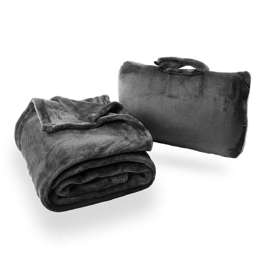 OFFA 2-in-1 Travel Blanket & Neck Pillow - Portable Foldable Blanket for Airplane, Car, Flight, Camping & Office - 13x8 Inches Gray - Perfect for Travel Comfort & On-the-Go Relaxation
